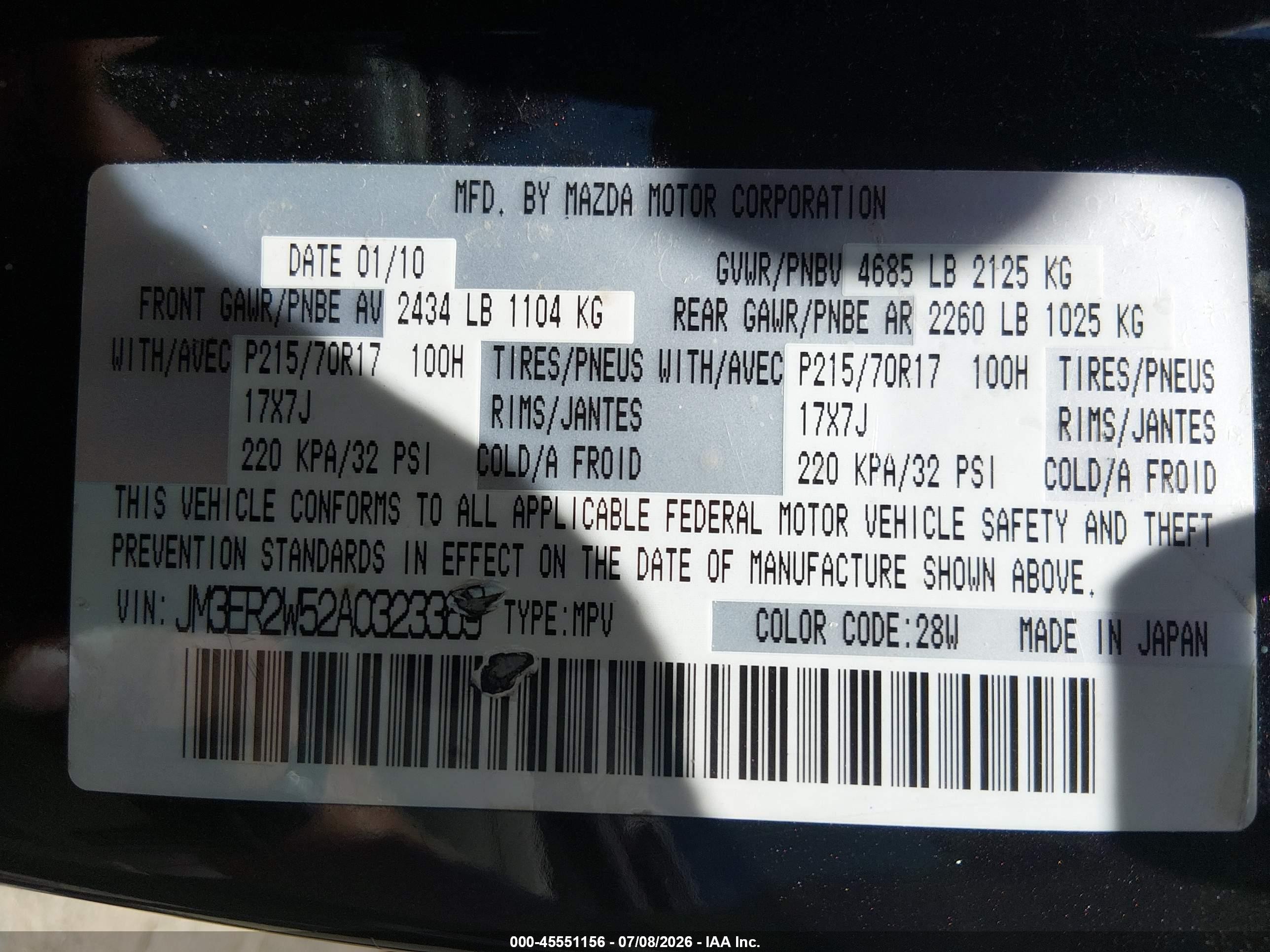 2010 Mazda Cx-7 I Sport Purple vin: JM3ER2W52A0323369