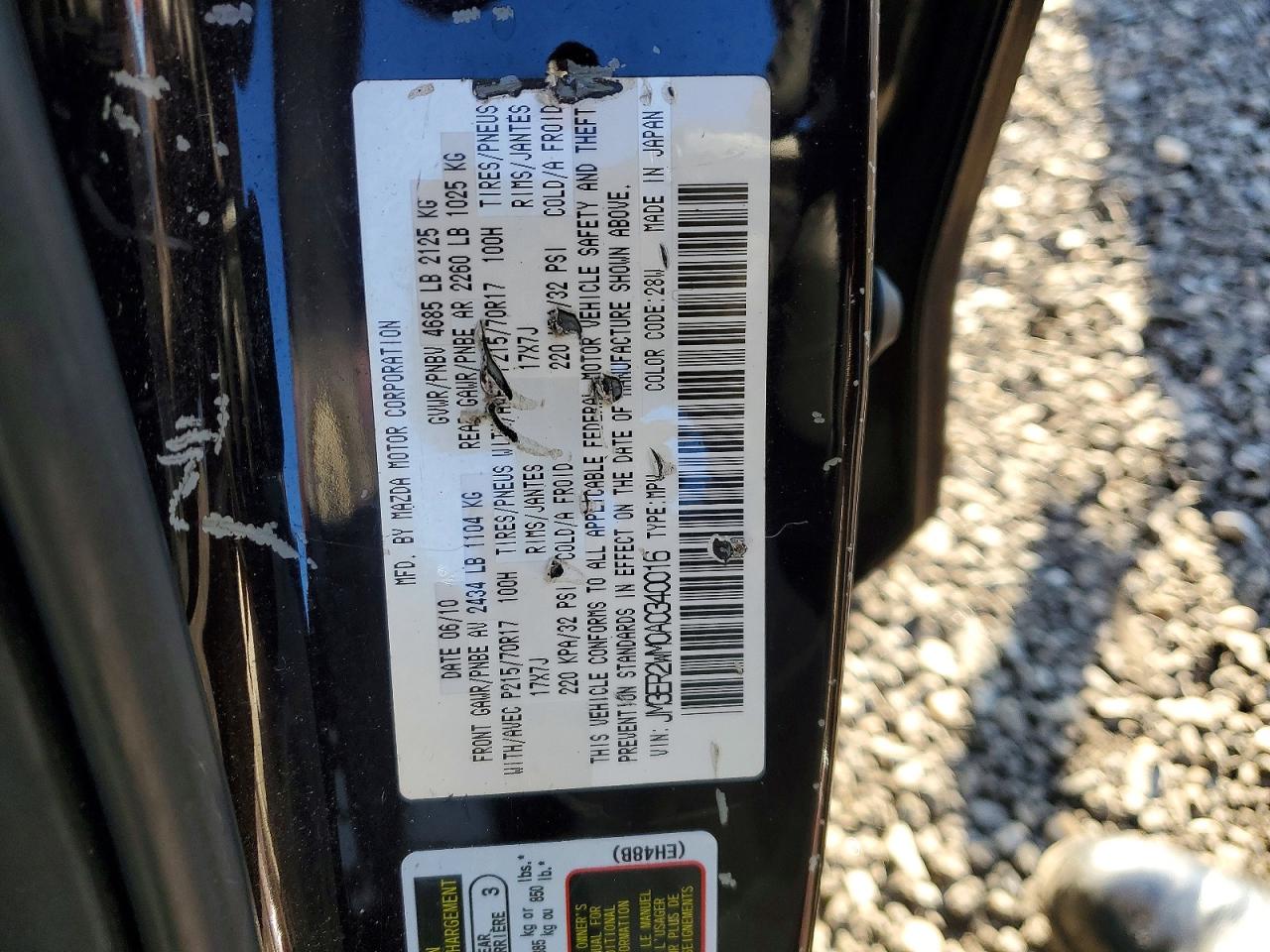 2010 Mazda Cx-7 Purple vin: JM3ER2WM0A0340016