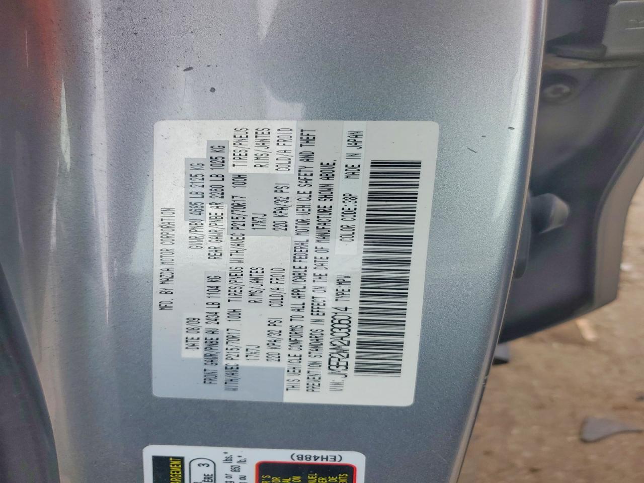2010 Mazda Cx-7 Silver vin: JM3ER2WM2A0306014