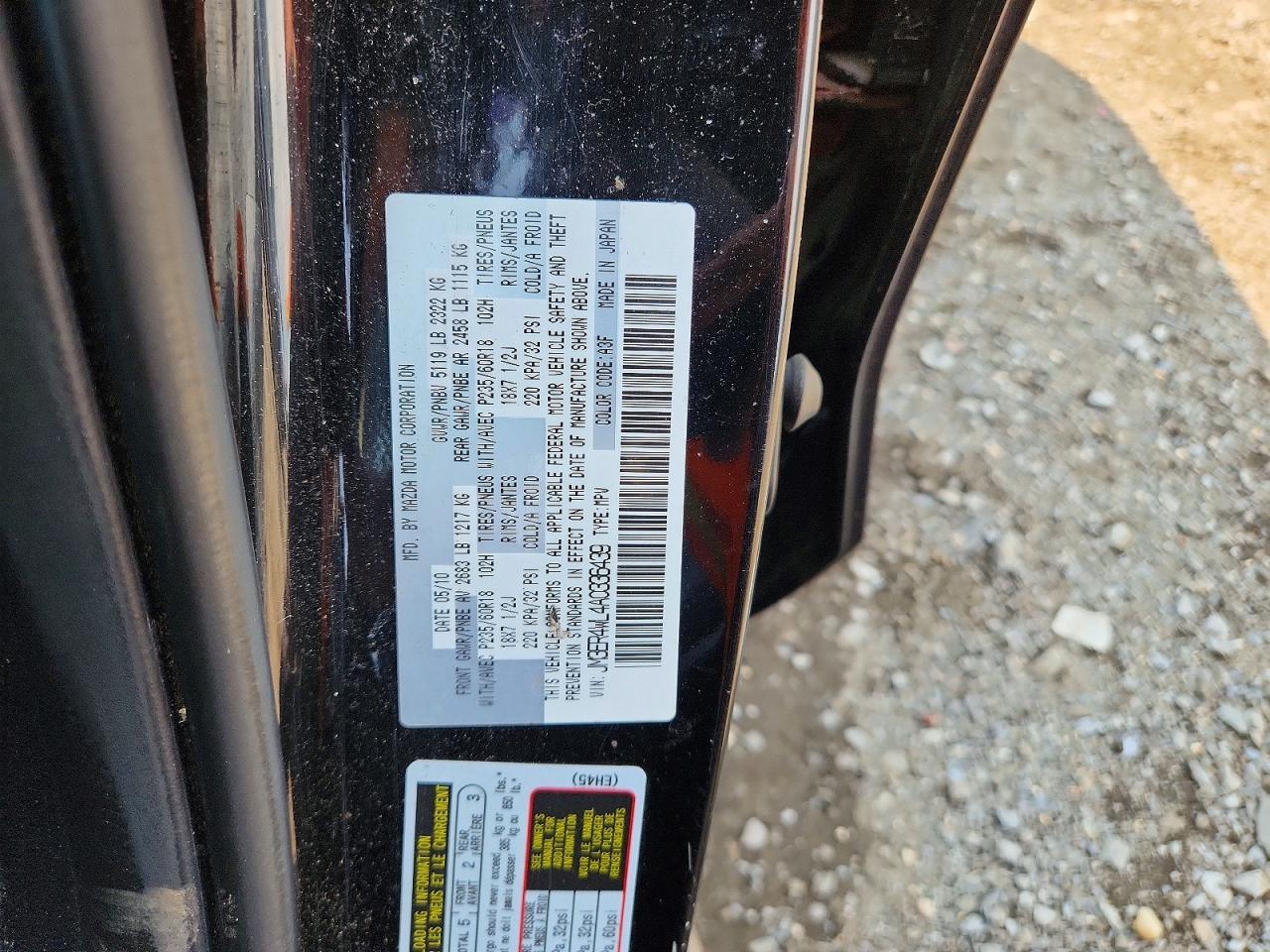 2010 Mazda Cx-7 Black vin: JM3ER4WL4A0336439