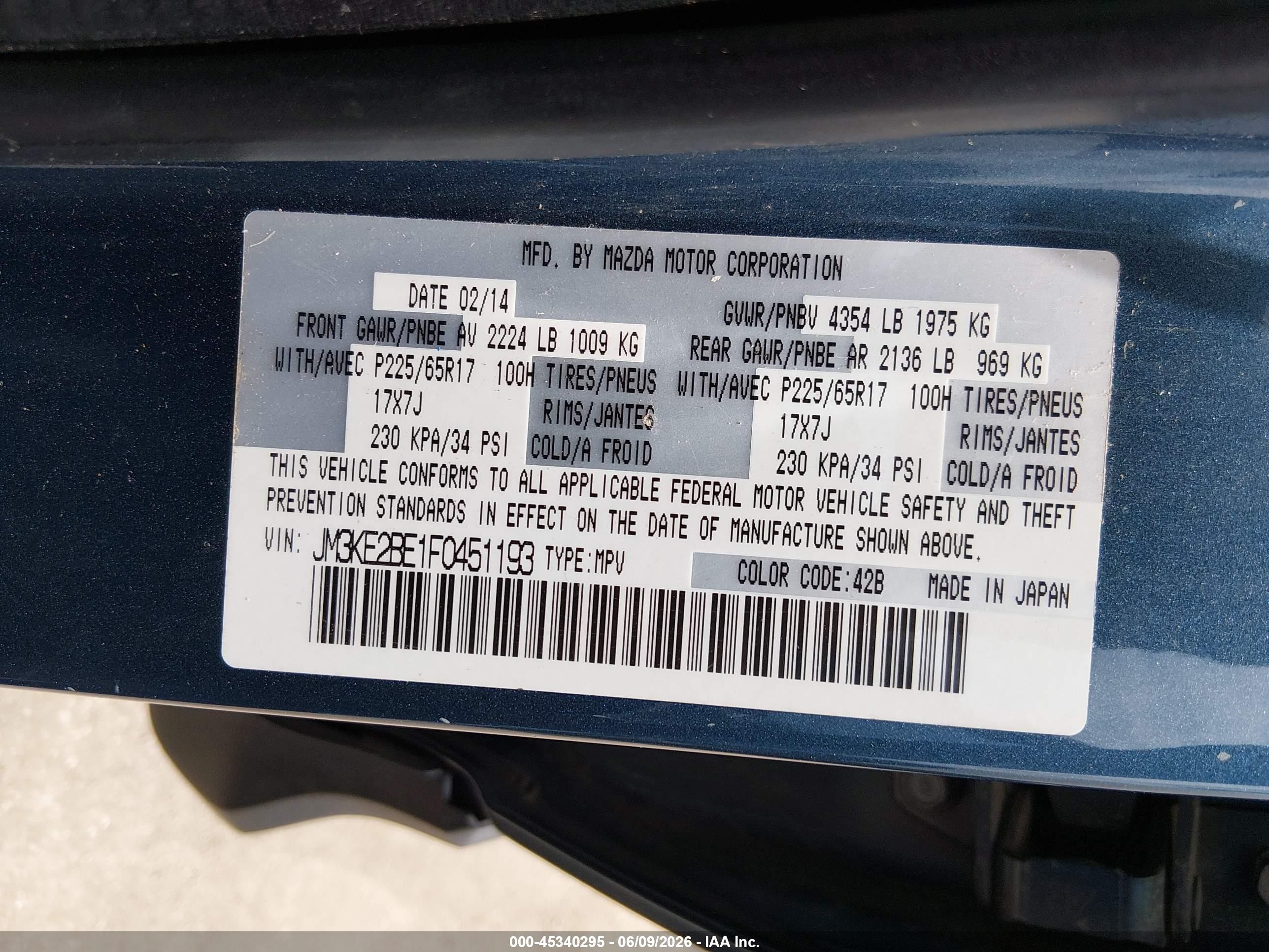 2015 Mazda Cx-5 Sport Blue vin: JM3KE2BE1F0451193