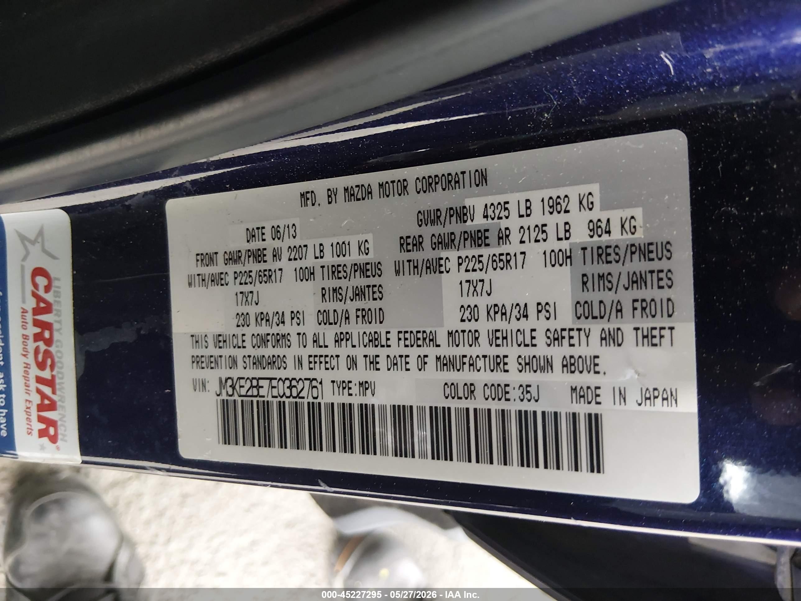 2014 Mazda Cx-5 Sport Dark Blue vin: JM3KE2BE7E0362761