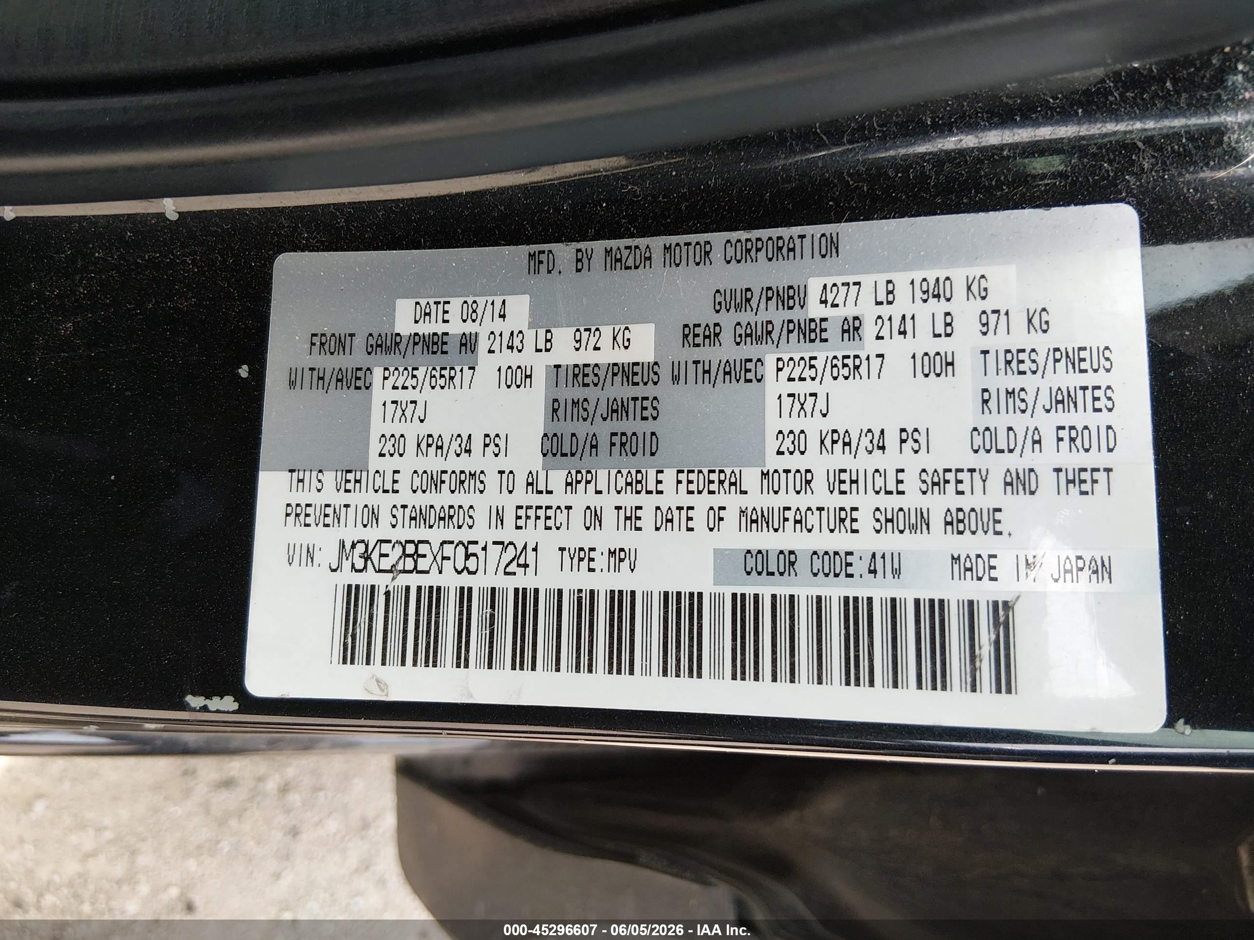 2015 Mazda Cx-5 Sport Black vin: JM3KE2BEXF0517241