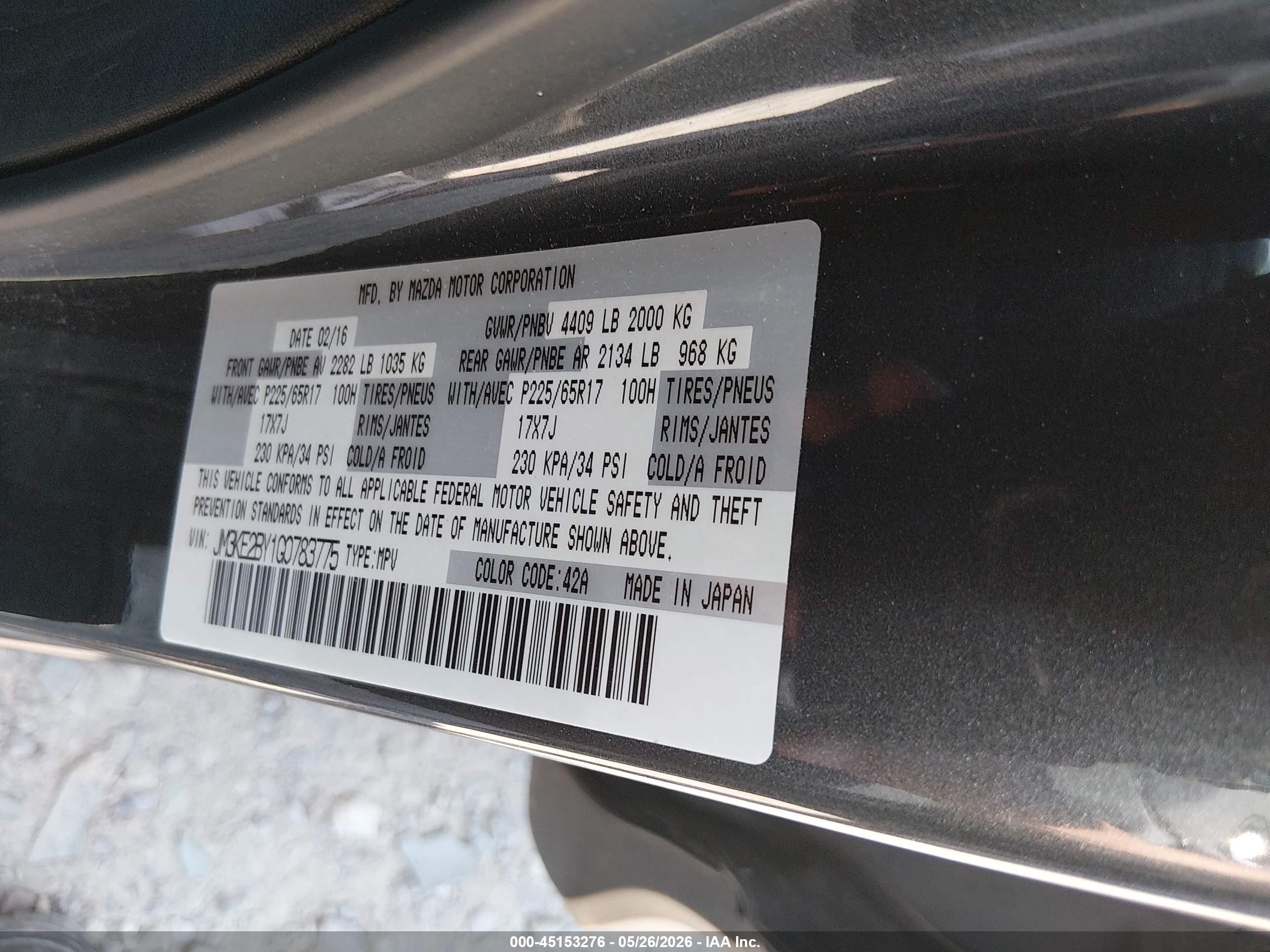 2016 Mazda Cx-5 Sport Black vin: JM3KE2BY1G0783775