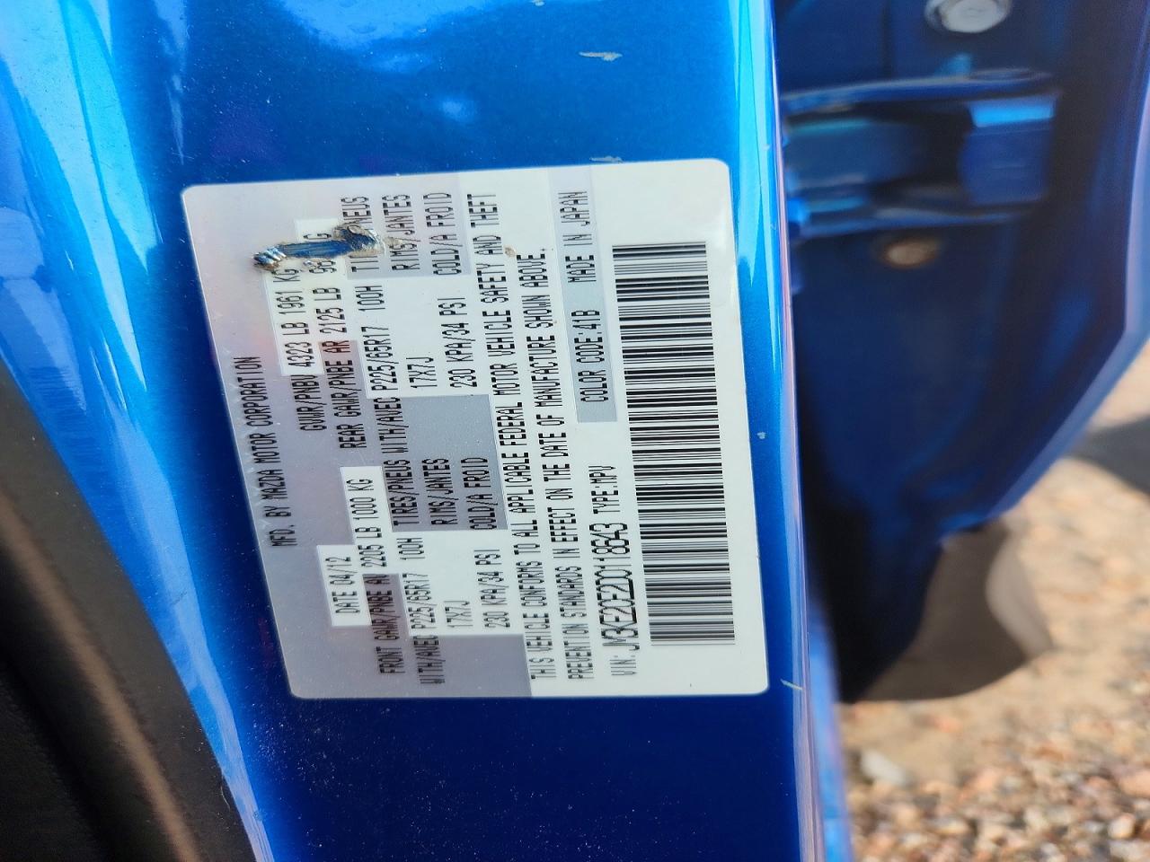 2013 Mazda Cx-5 Touring Blue vin: JM3KE2CE2D0118643