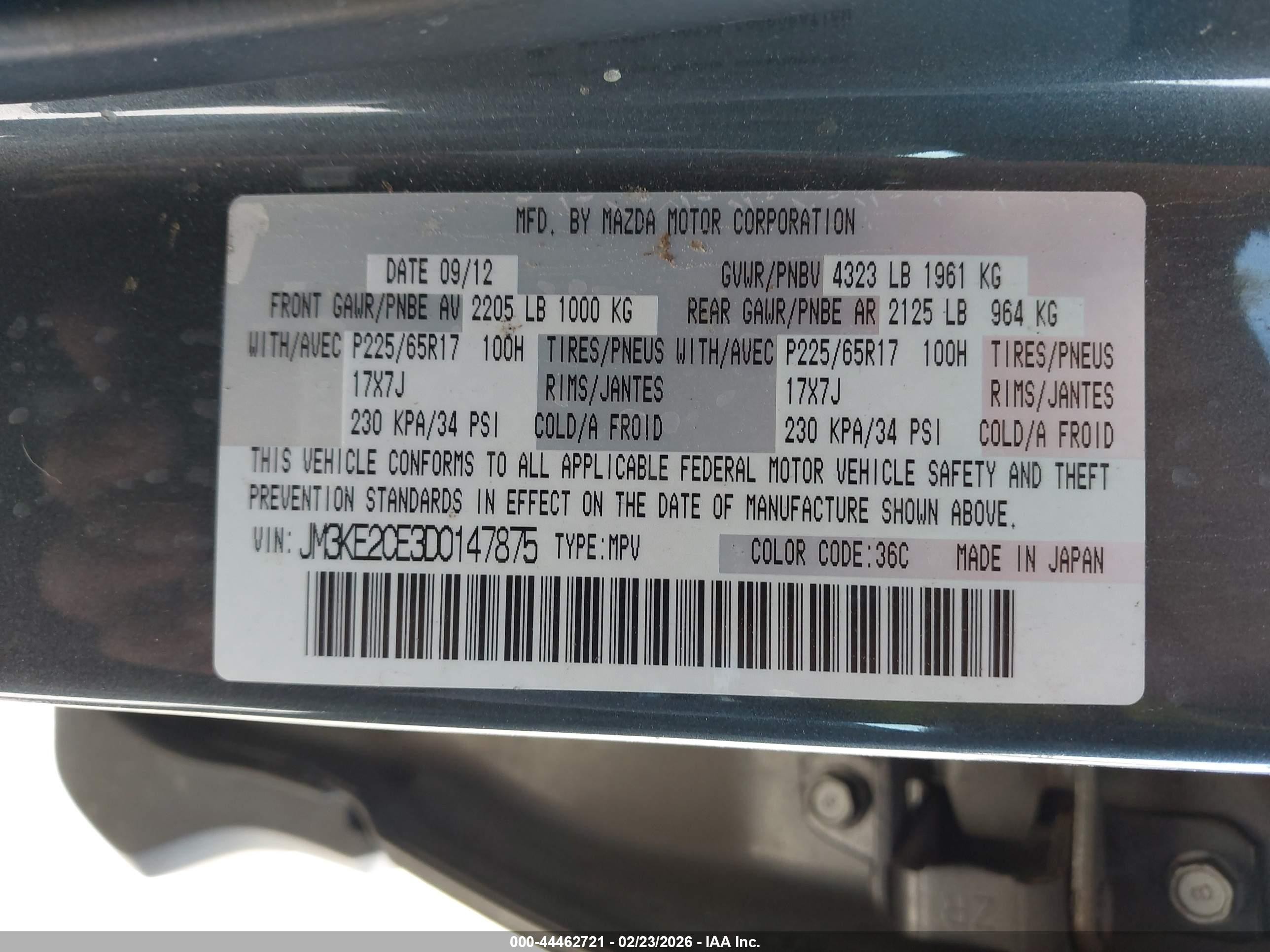 2013 Mazda Cx-5 Touring Gray vin: JM3KE2CE3D0147875