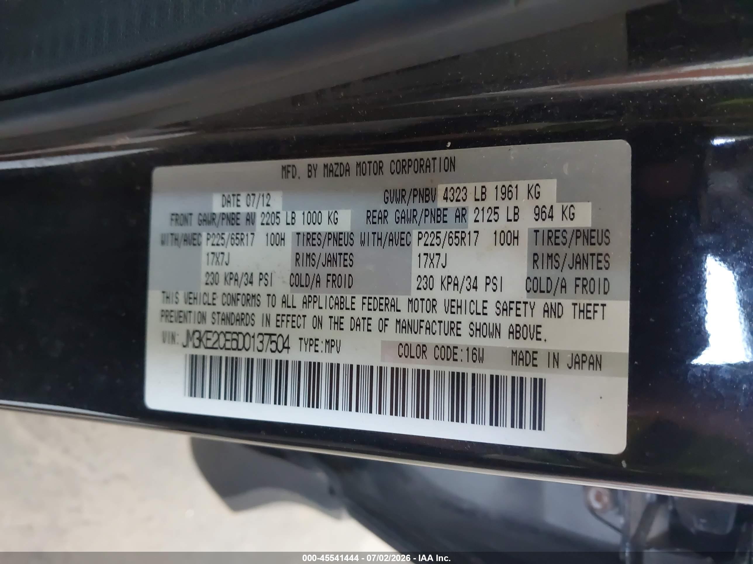 2013 Mazda Cx-5 Touring Black vin: JM3KE2CE6D0137504