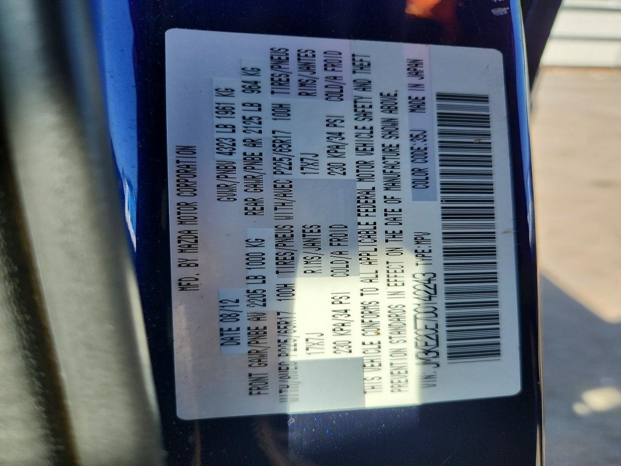 2013 Mazda Cx-5 Touring Blue vin: JM3KE2CE7D0142243