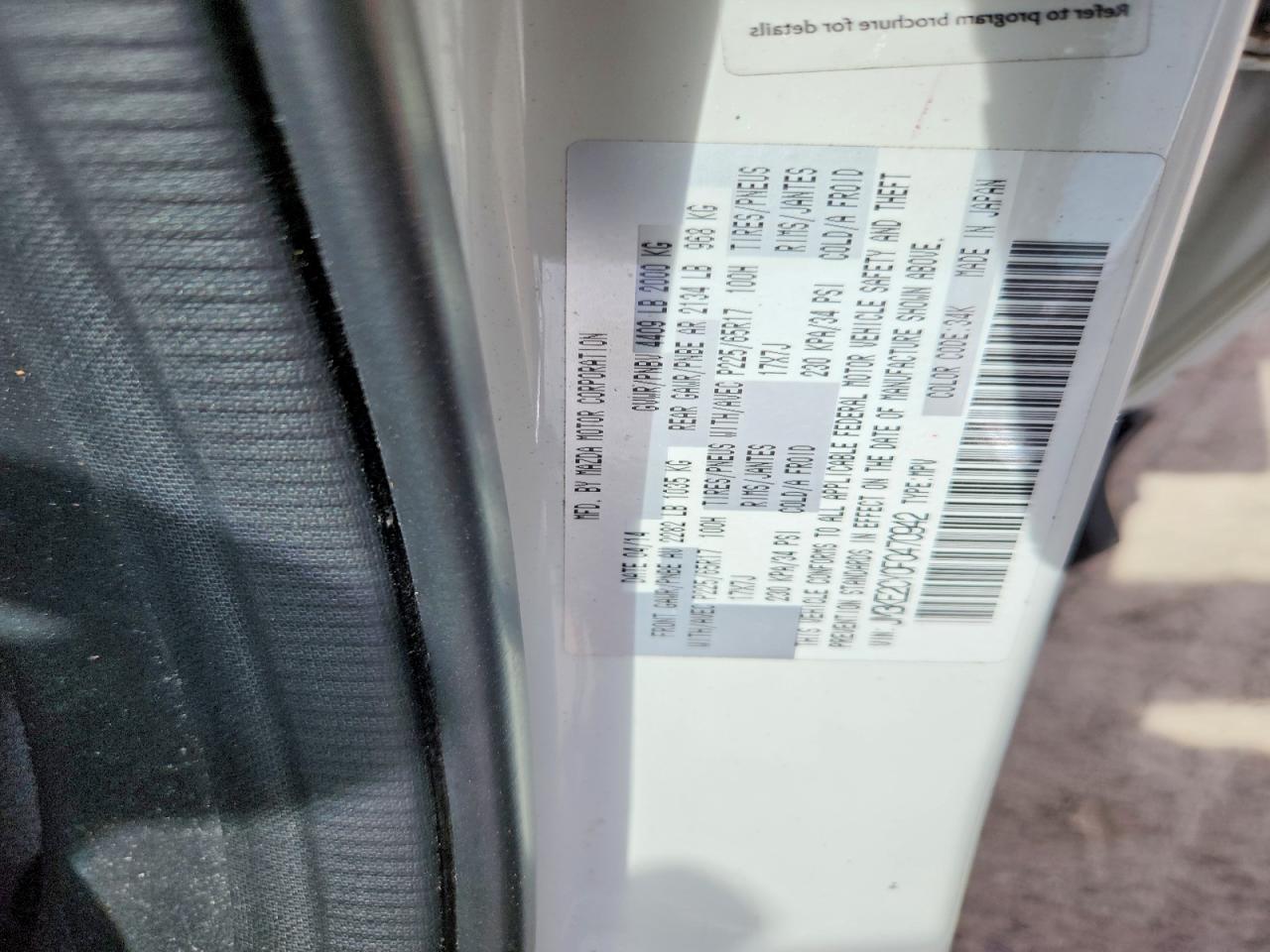 2015 Mazda Cx-5 Touring White vin: JM3KE2CY0F0470942