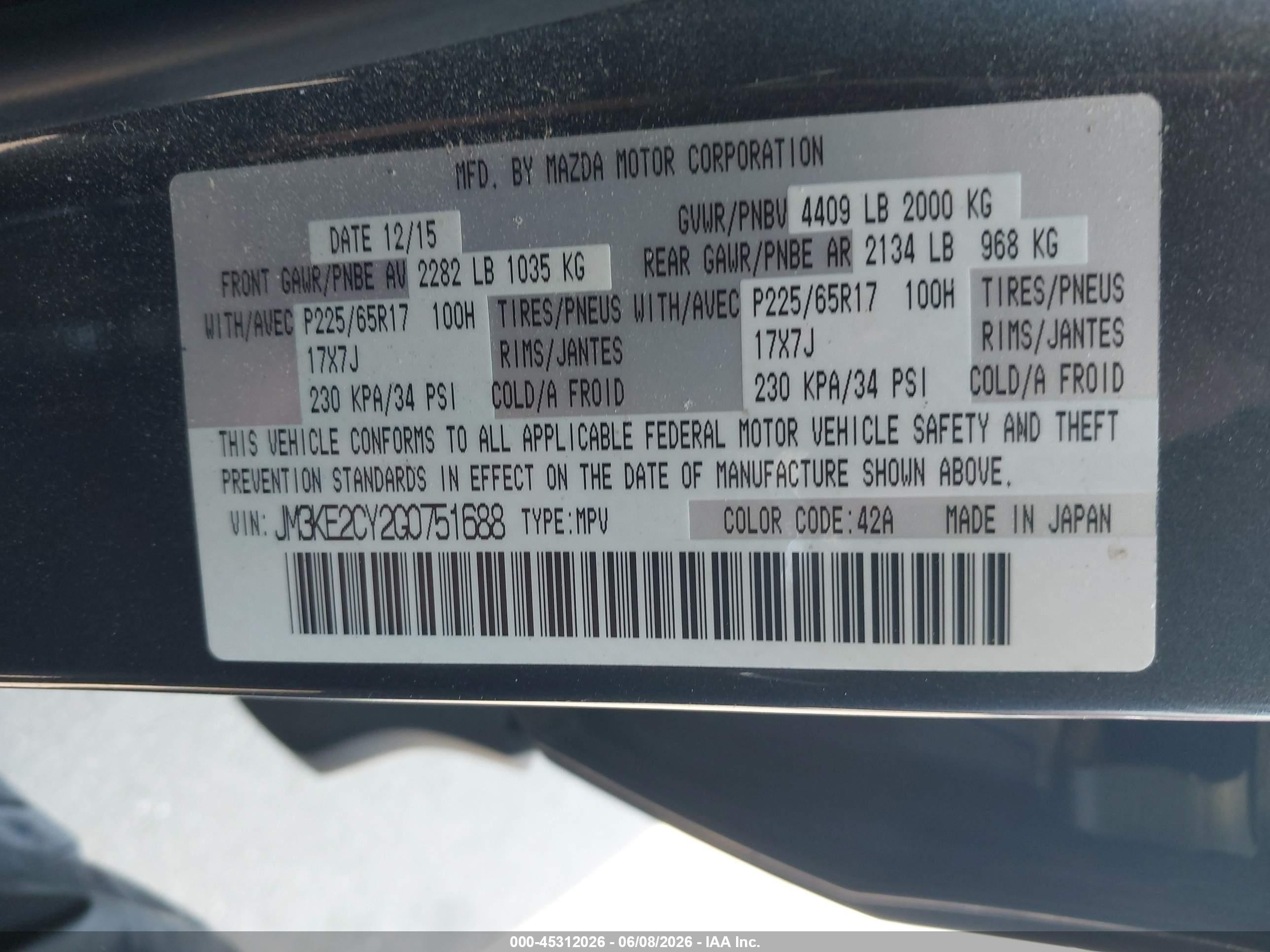 2016 Mazda Cx-5 Touring Black vin: JM3KE2CY2G0751688