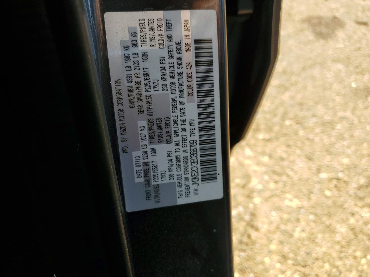 2014 Mazda Cx-5 Touring Charcoal vin: JM3KE2CY3E0368789