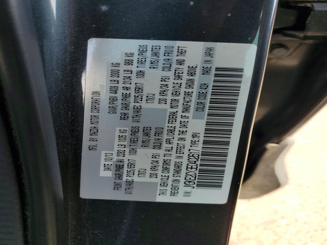 2014 Mazda Cx-5 Touring Charcoal vin: JM3KE2CY3E0402617