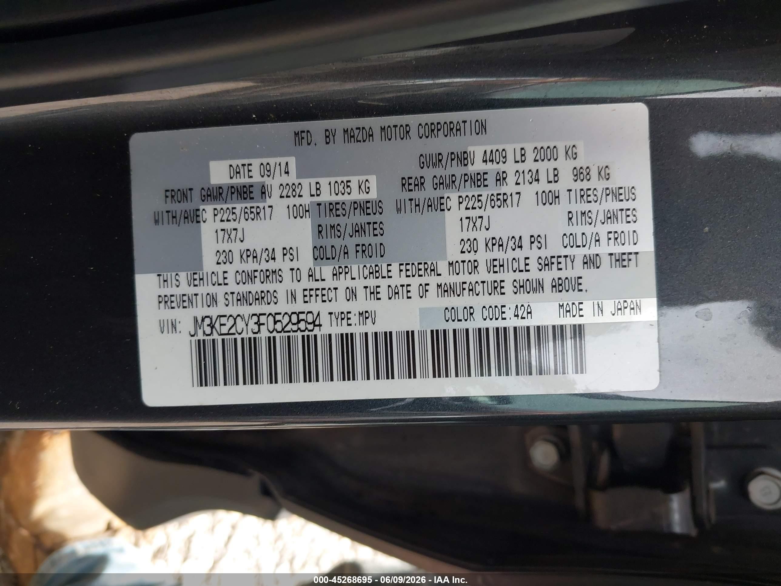 2015 Mazda Cx-5 Touring Gray vin: JM3KE2CY3F0529594