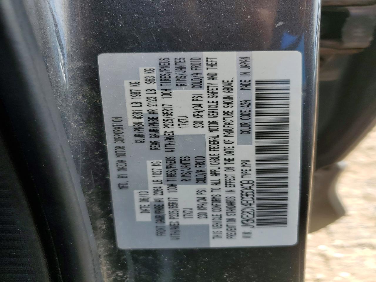 2014 Mazda Cx-5 Touring Gray vin: JM3KE2CY4E0360409