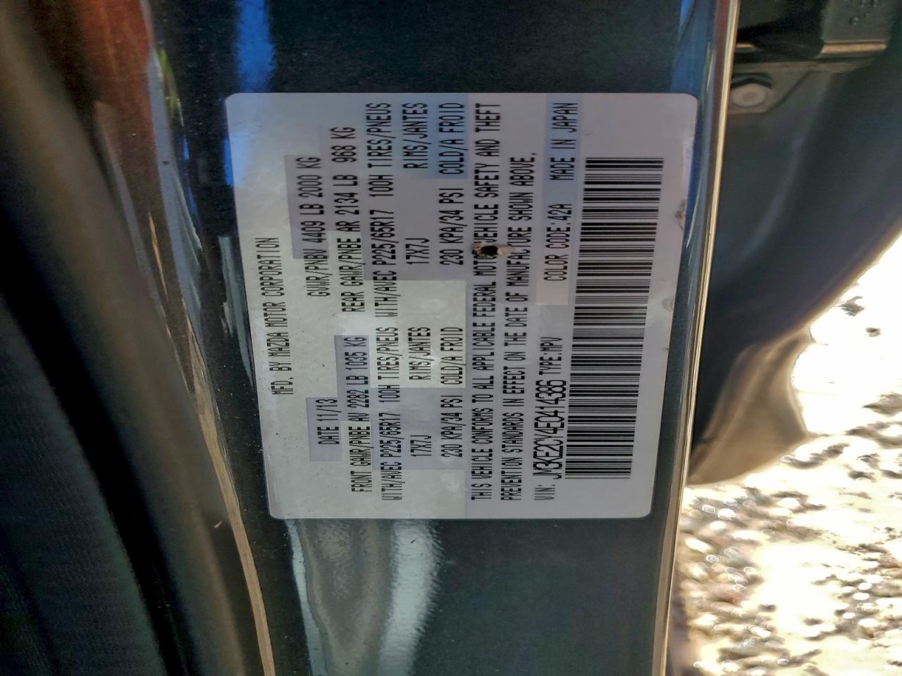 2014 Mazda Cx-5 Charcoal vin: JM3KE2CY4E0414386