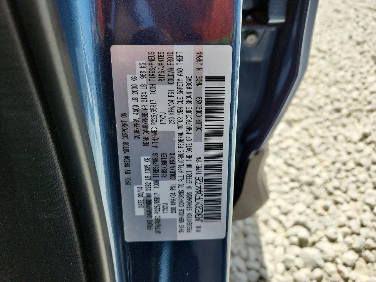 2015 Mazda Cx-5 Touring Blue vin: JM3KE2CY7F0444726