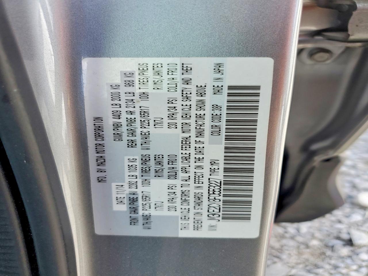 2015 Mazda Cx-5 Touring Silver vin: JM3KE2CY8F0553227