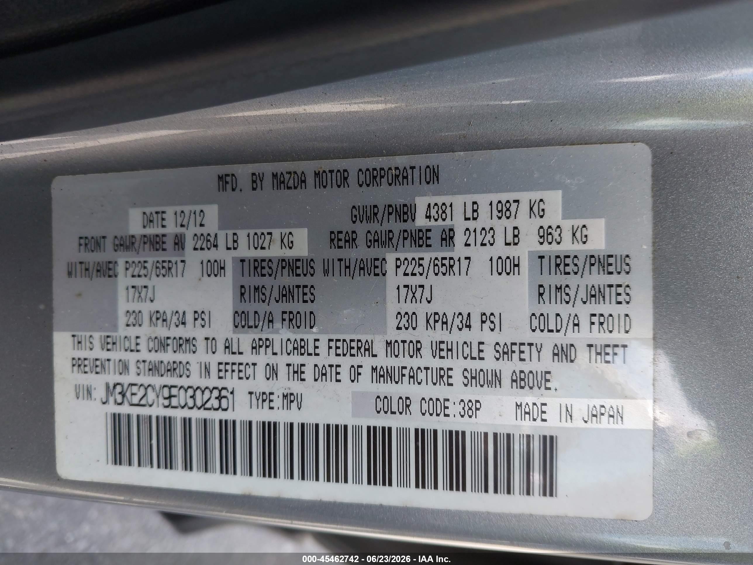 2014 Mazda Cx-5 Touring Gray vin: JM3KE2CY9E0302361
