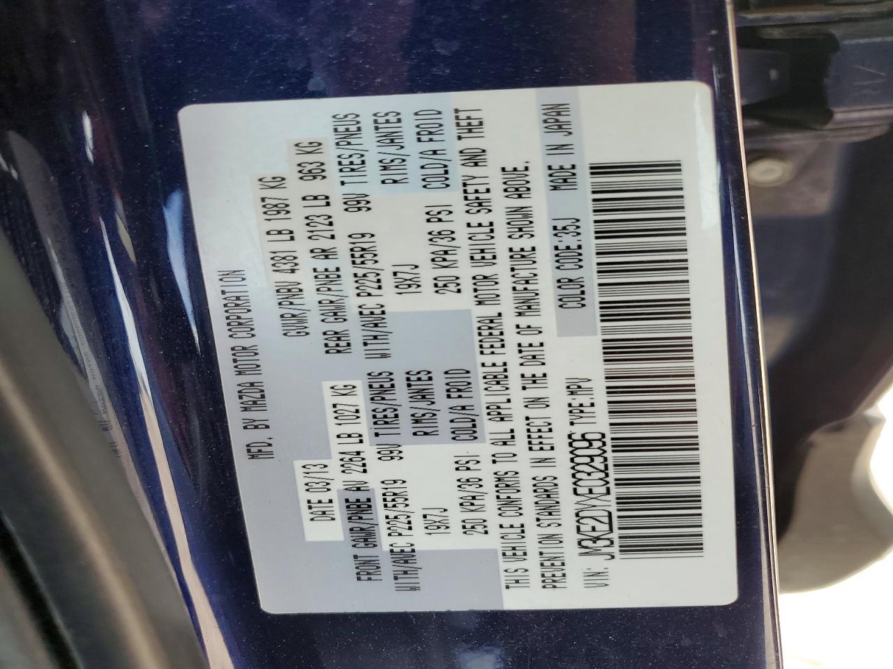2014 Mazda Cx-5 Gt Blue vin: JM3KE2DYXE0329096
