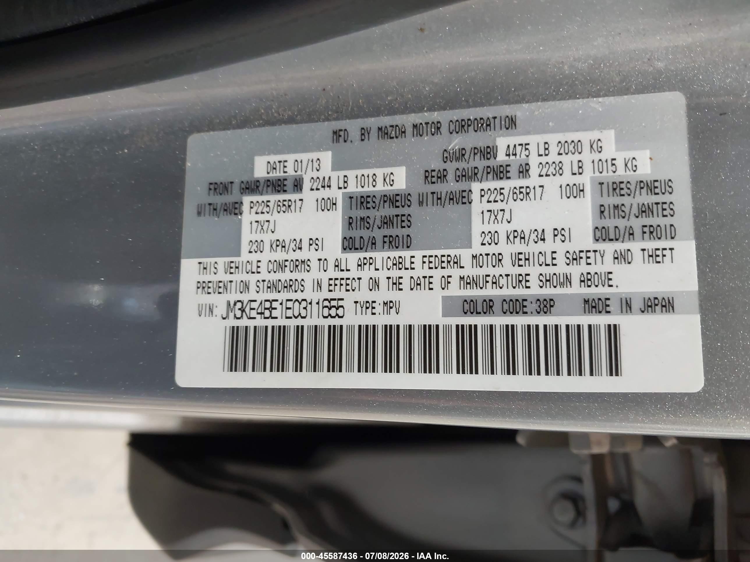 2014 Mazda Cx-5 Sport Silver vin: JM3KE4BE1E0311655