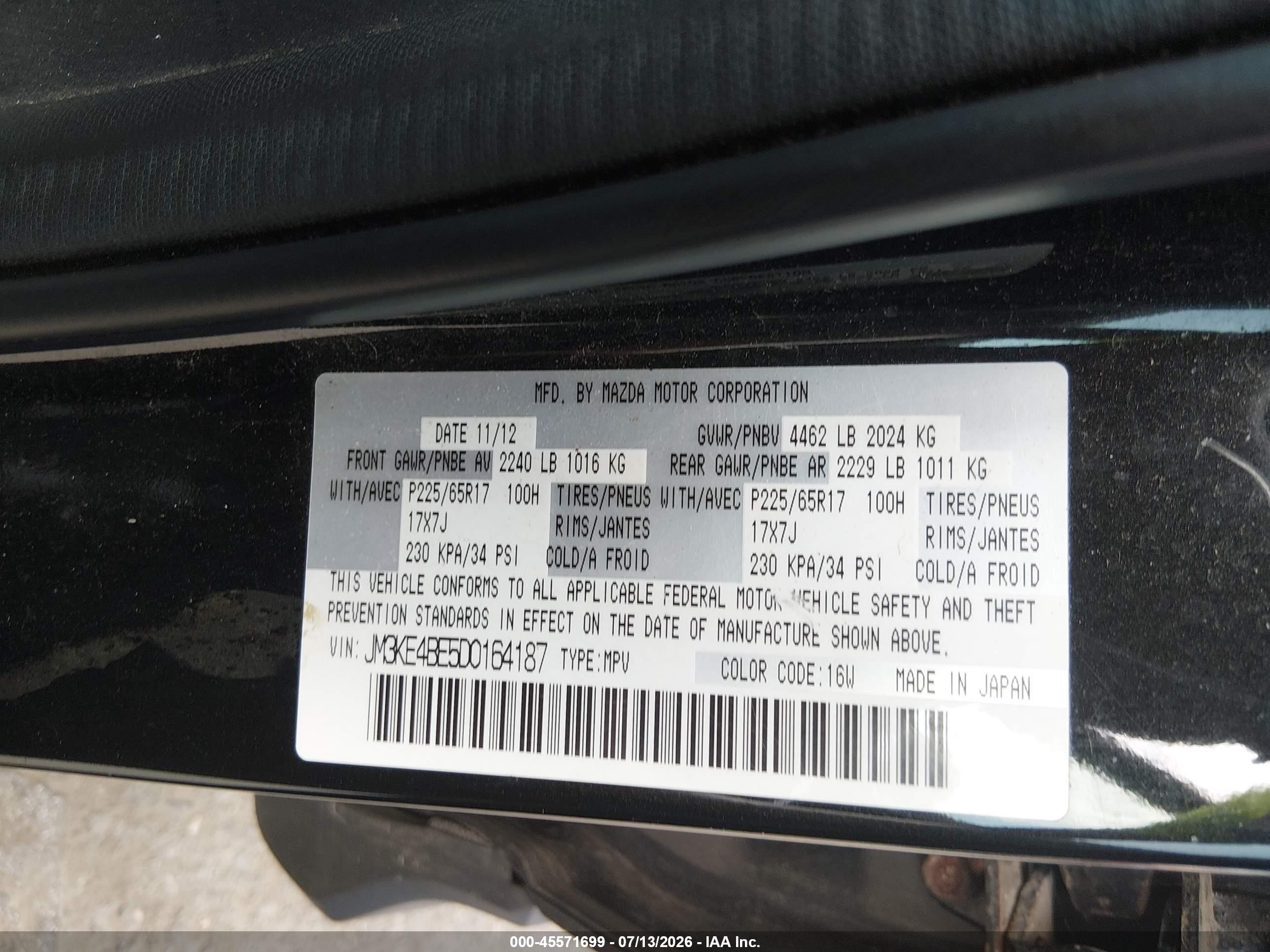 2013 Mazda Cx-5 Sport Black vin: JM3KE4BE5D0164187
