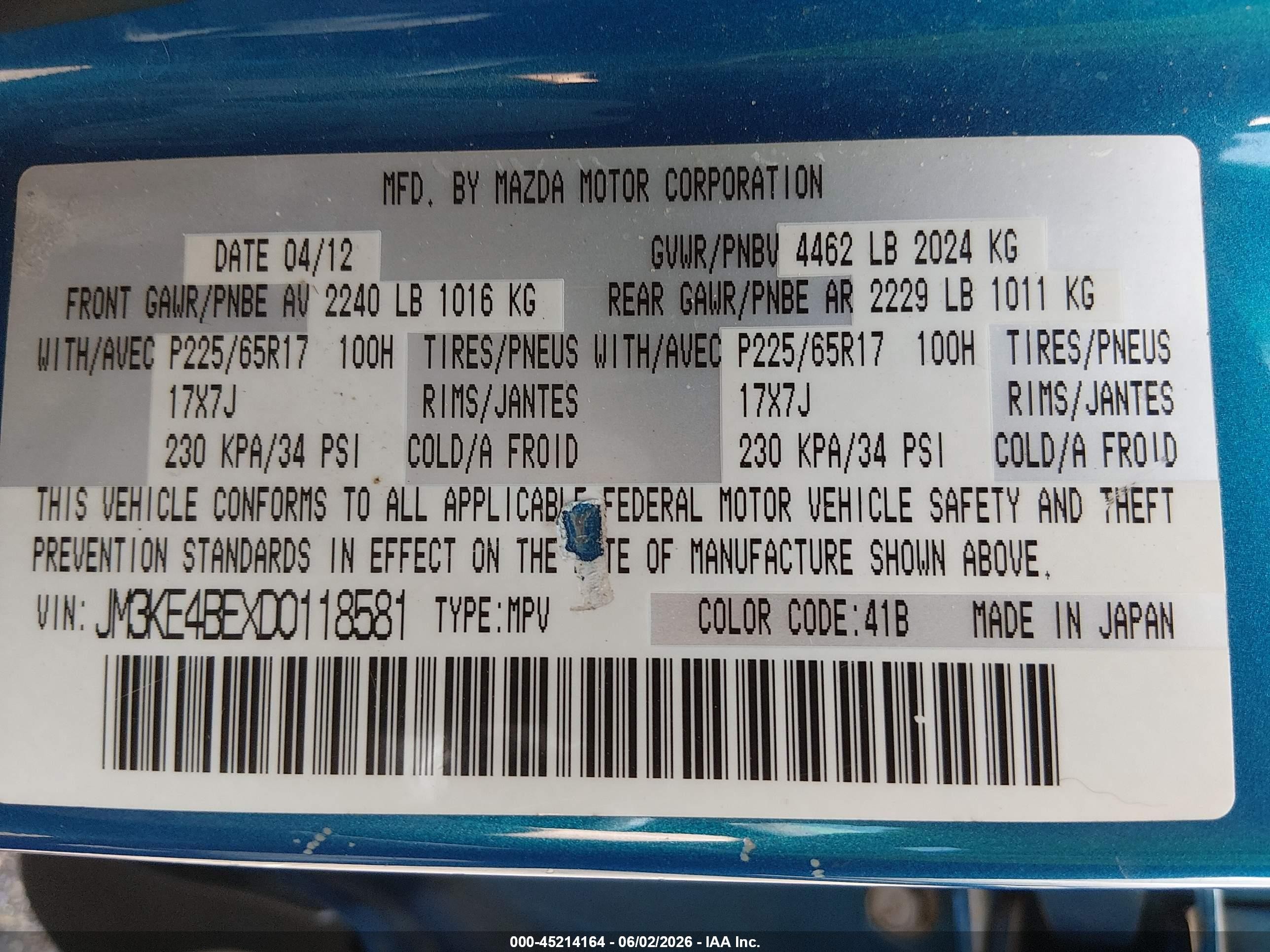 2013 Mazda Cx-5 Sport Blue vin: JM3KE4BEXD0118581