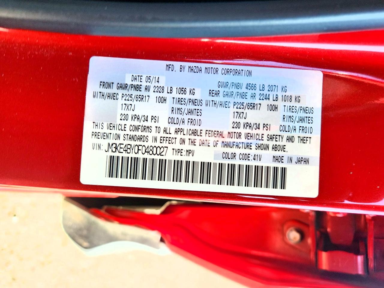 2015 Mazda Cx-5 Awd Red vin: JM3KE4BY0F0480027