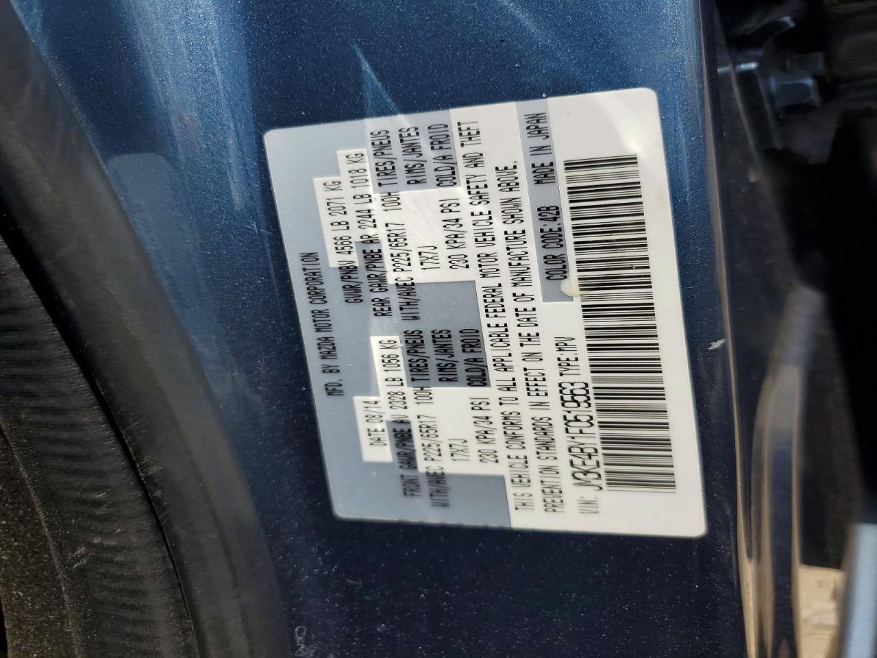 2015 Mazda Cx-5 Sport Blue vin: JM3KE4BY1F0519563