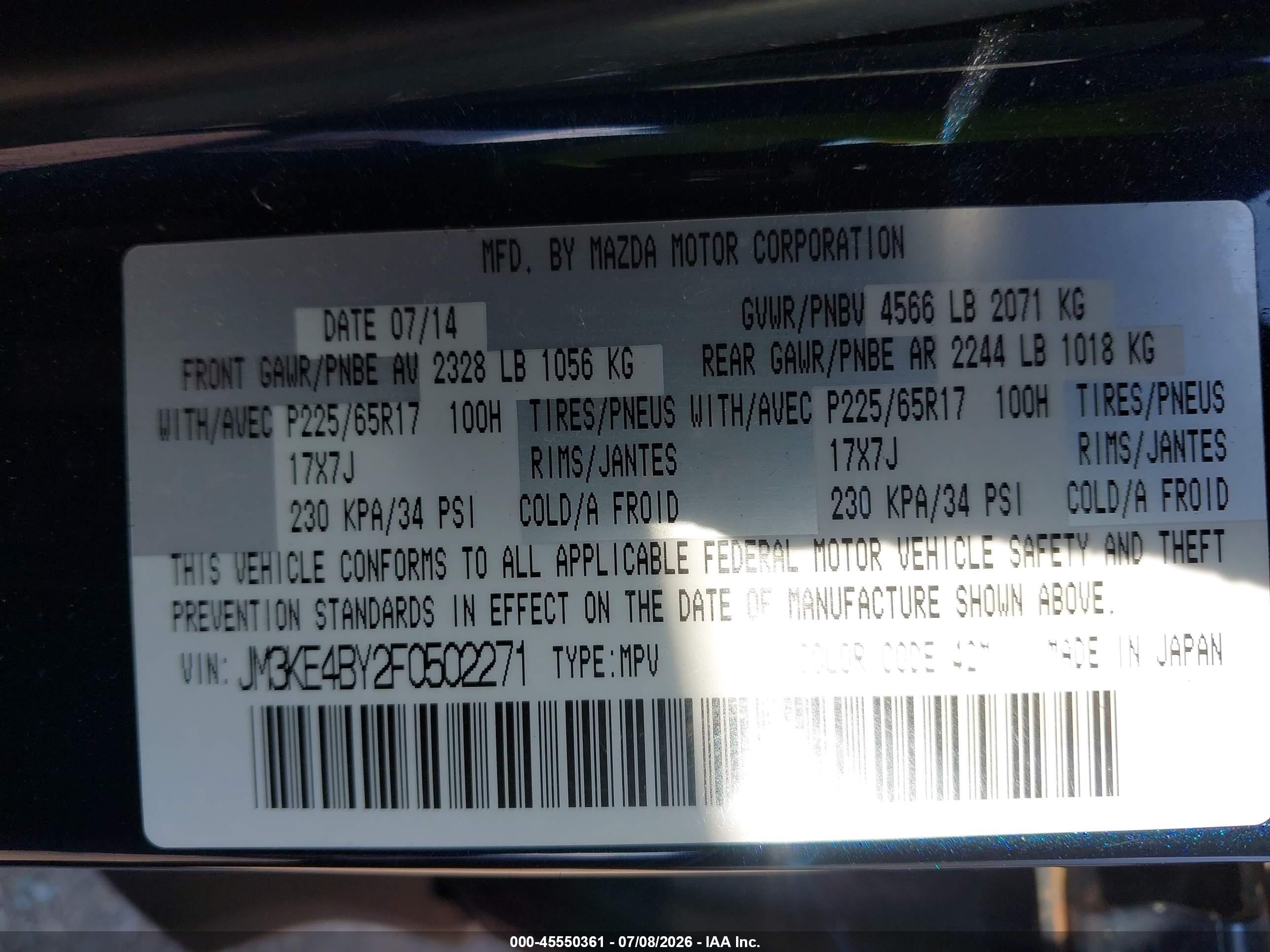 2015 Mazda Cx-5 Sport Blue vin: JM3KE4BY2F0502271