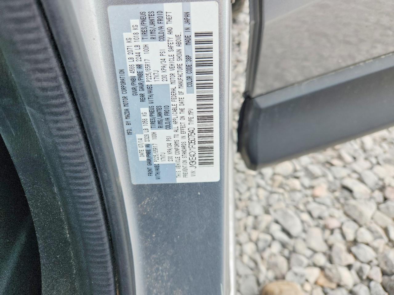 2015 Mazda Cx-5 Touring Silver vin: JM3KE4CY1F0507640