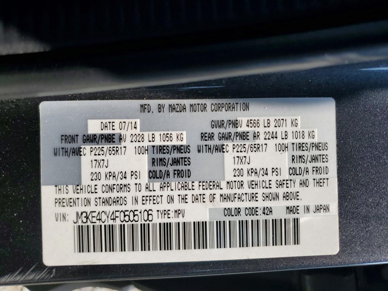 2015 Mazda Cx-5 Touring Gray vin: JM3KE4CY4F0505106