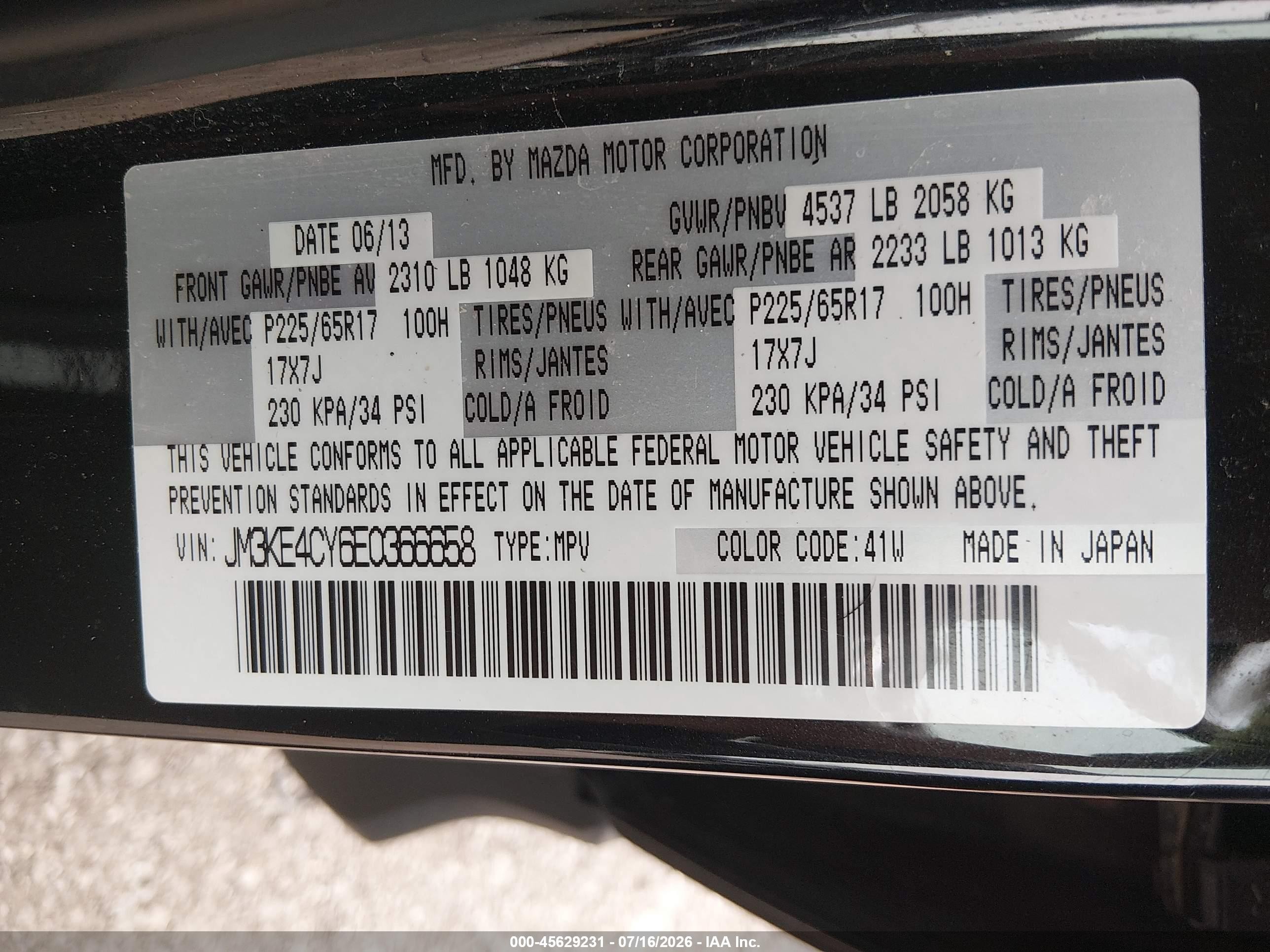 2014 Mazda Cx-5 Touring Black vin: JM3KE4CY6E0366658