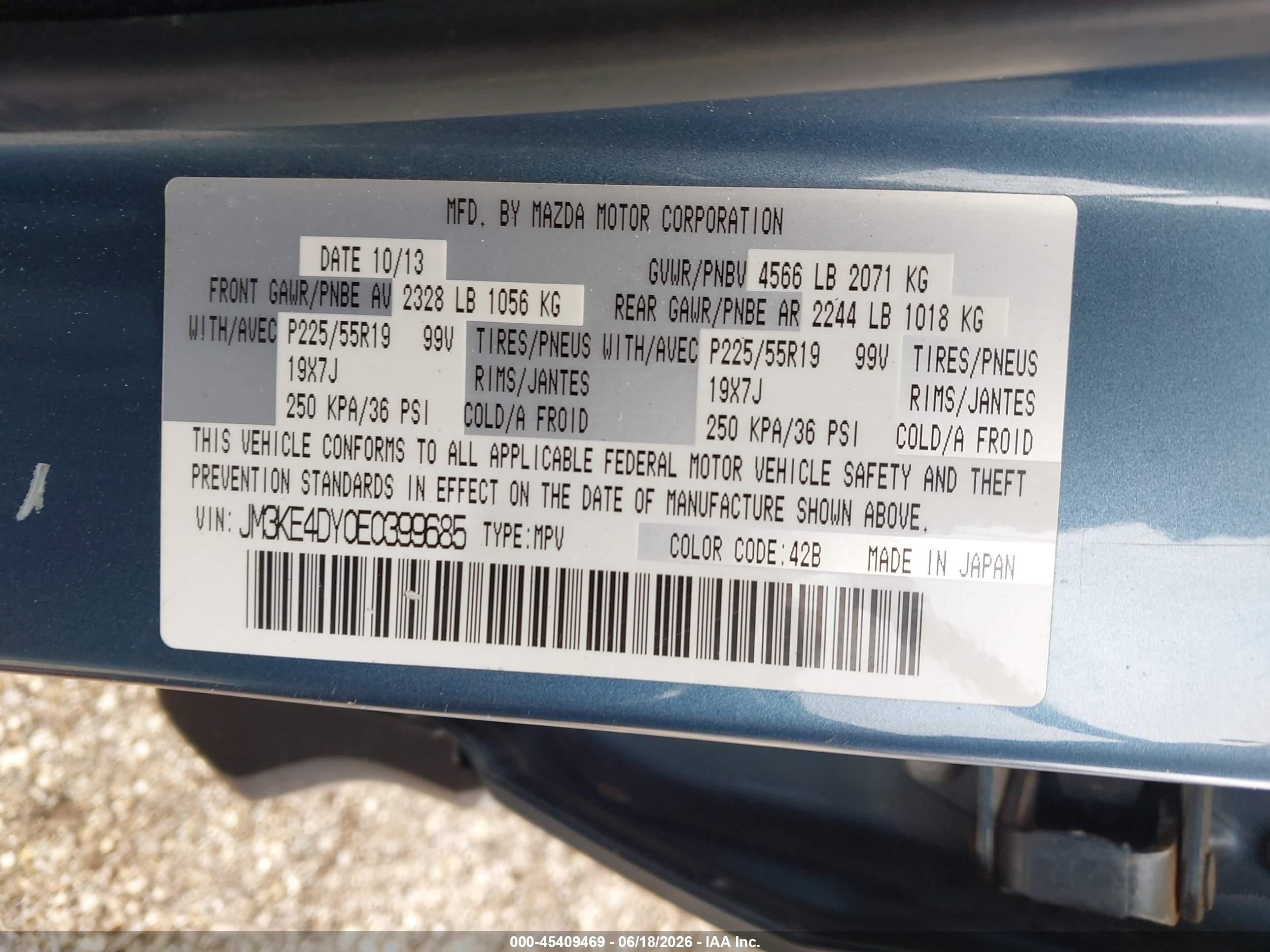 2014 Mazda Cx-5 Grand Touring Blue vin: JM3KE4DY0E0399685