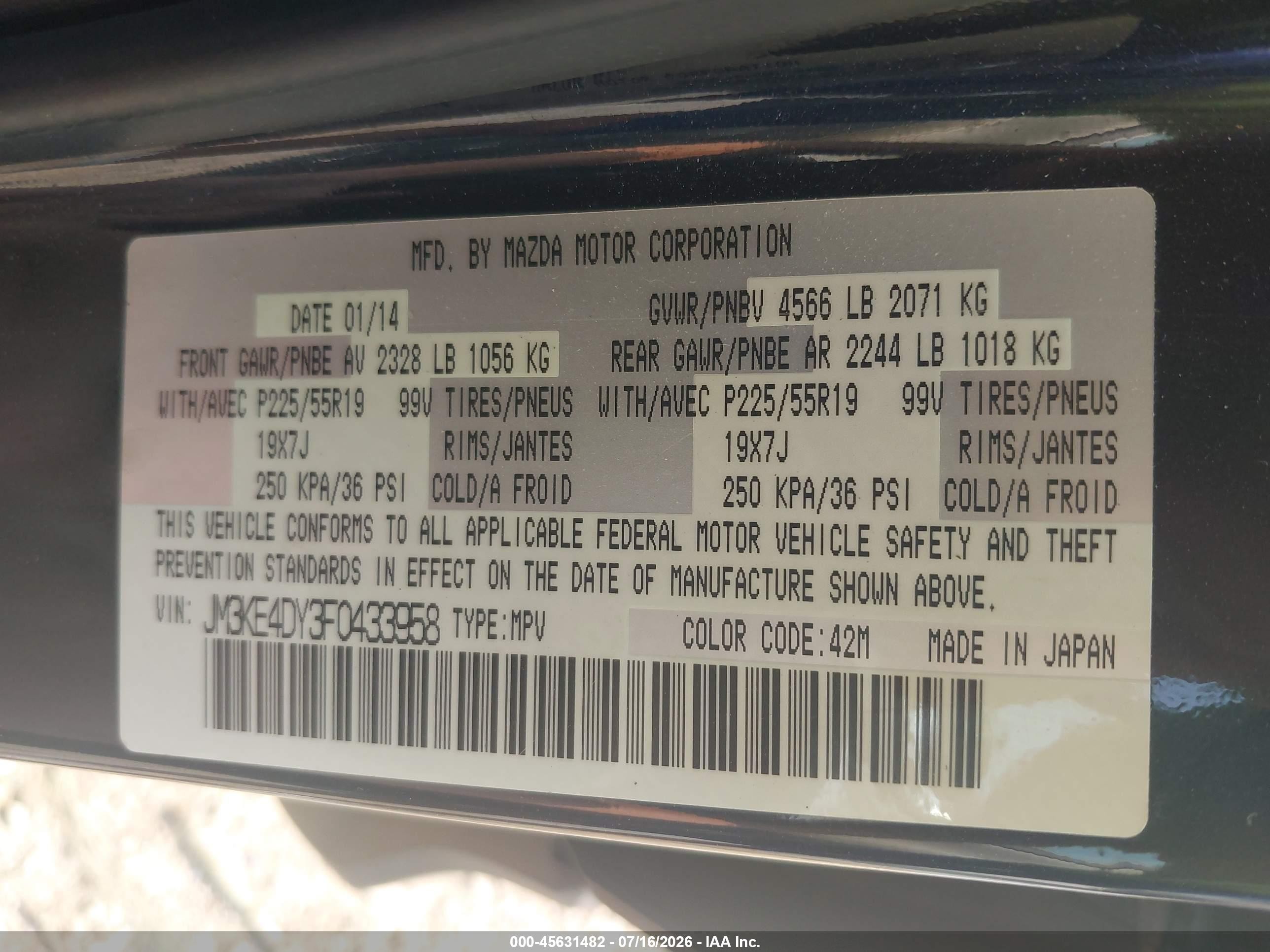2015 Mazda Cx-5 Grand Touring Dark Blue vin: JM3KE4DY3F0433958