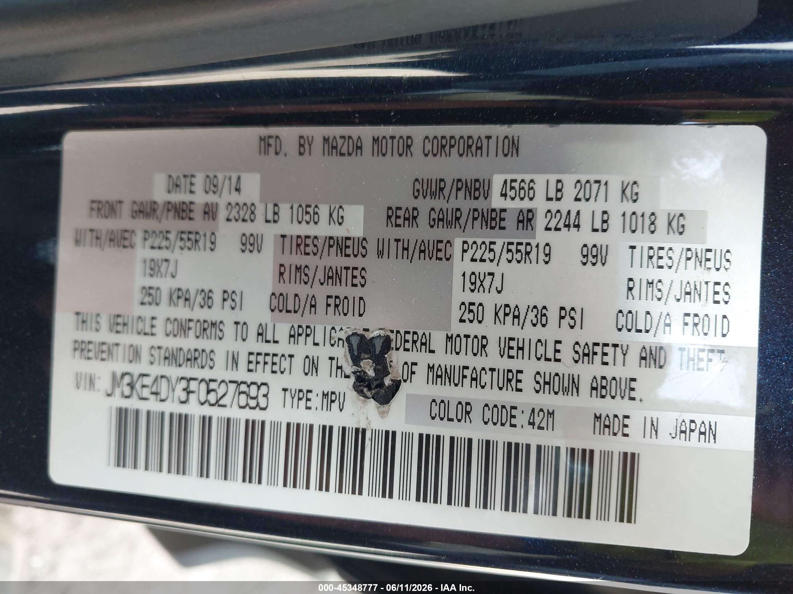 2015 Mazda Cx-5 Grand Touring Blue vin: JM3KE4DY3F0527693