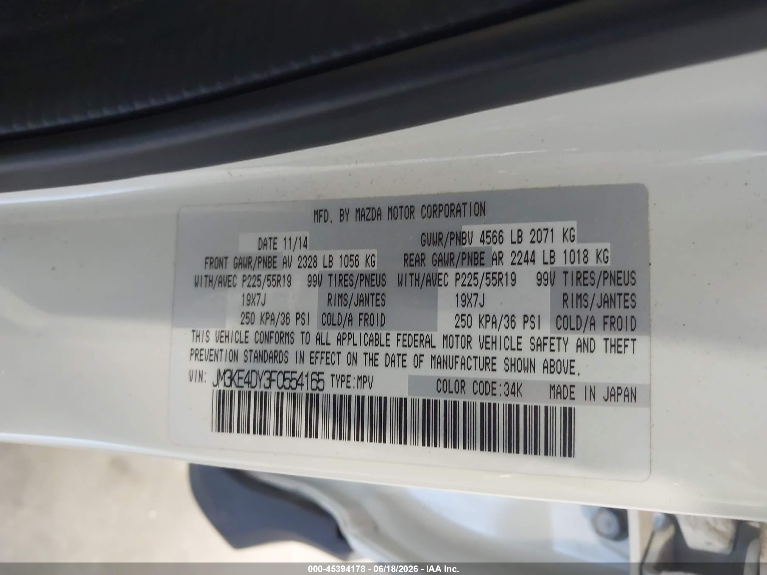 2015 Mazda Cx-5 Grand Touring White vin: JM3KE4DY3F0554165