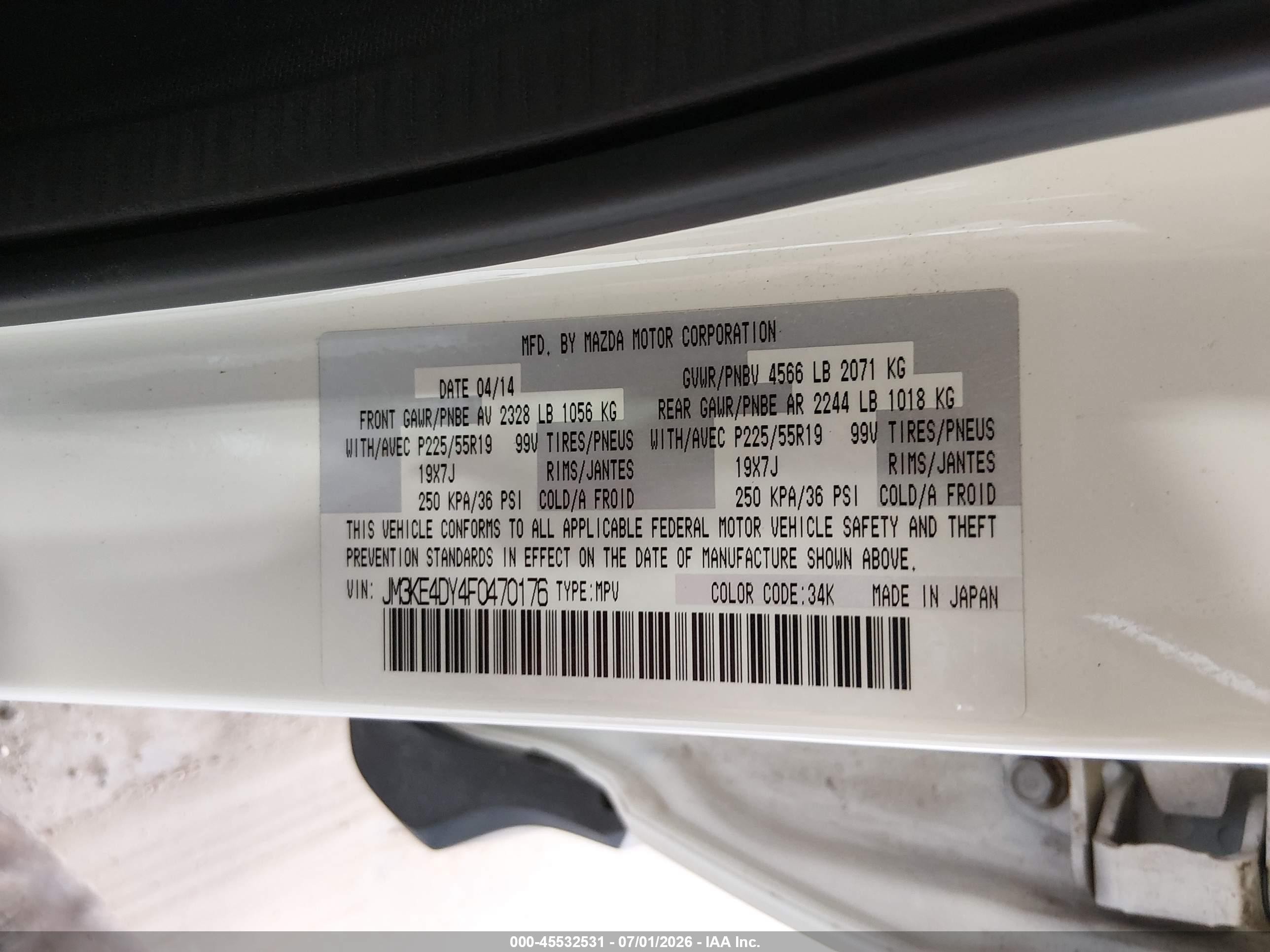 2015 Mazda Cx-5 Grand Touring White vin: JM3KE4DY4F0470176