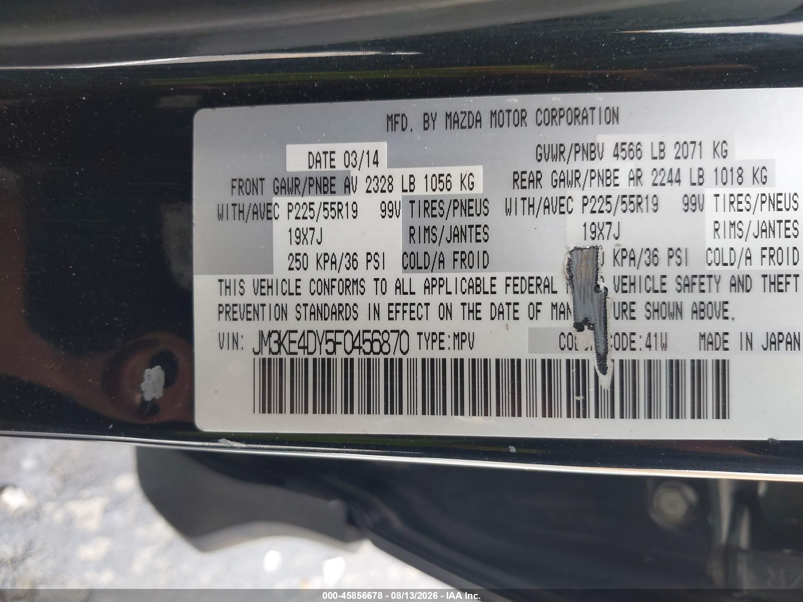 2015 Mazda Cx-5 Grand Touring Black vin: JM3KE4DY5F0456870