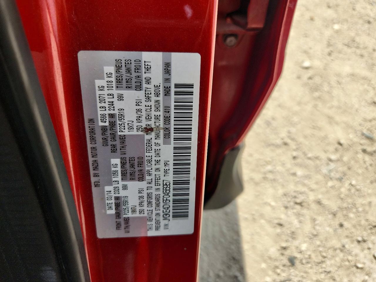 2015 Mazda Cx-5 Gt Red vin: JM3KE4DY6F0456957