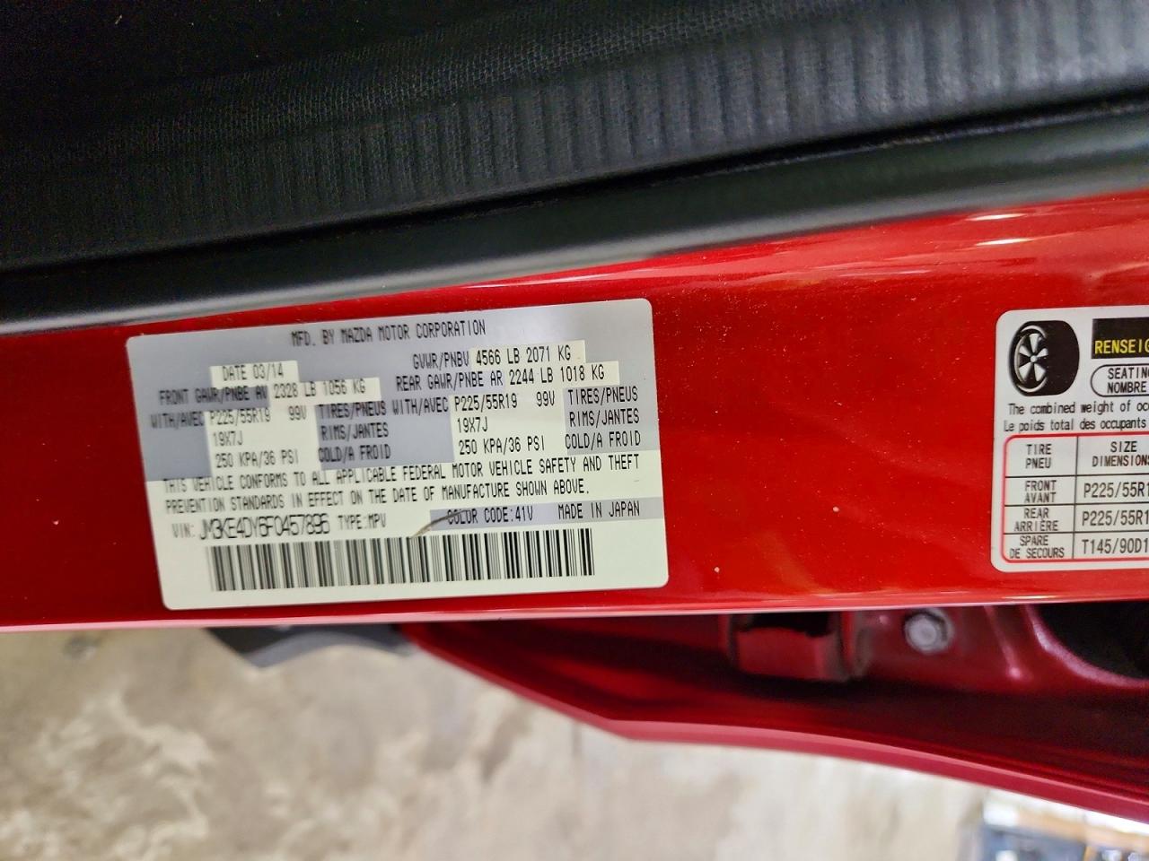 2015 Mazda Cx-5 Gt Red vin: JM3KE4DY6F0457896