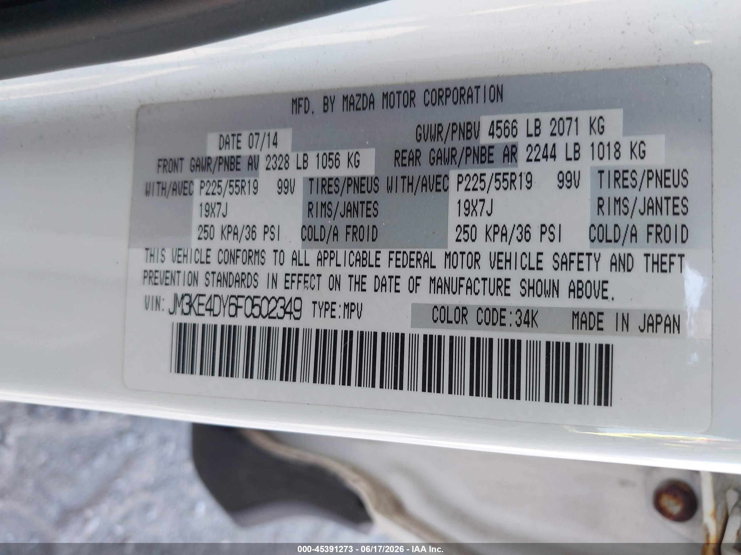 2015 Mazda Cx-5 Grand Touring White vin: JM3KE4DY6F0502349