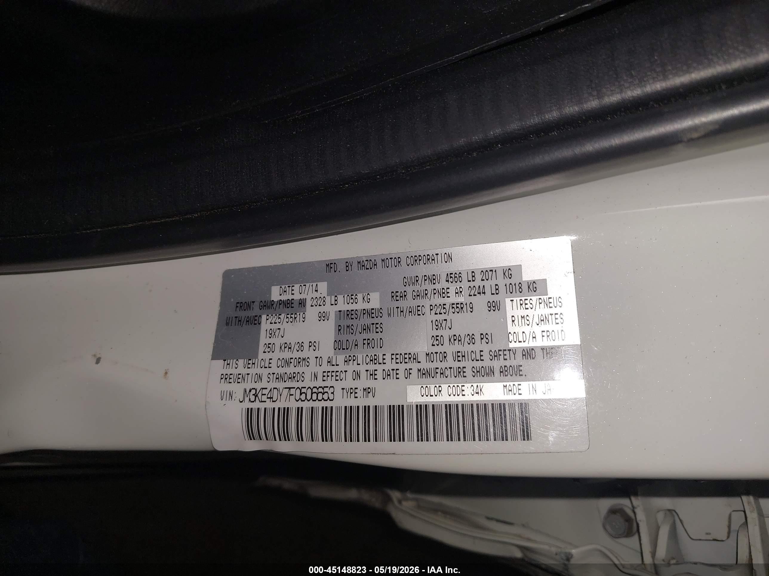 2015 Mazda Cx-5 Grand Touring White vin: JM3KE4DY7F0506653