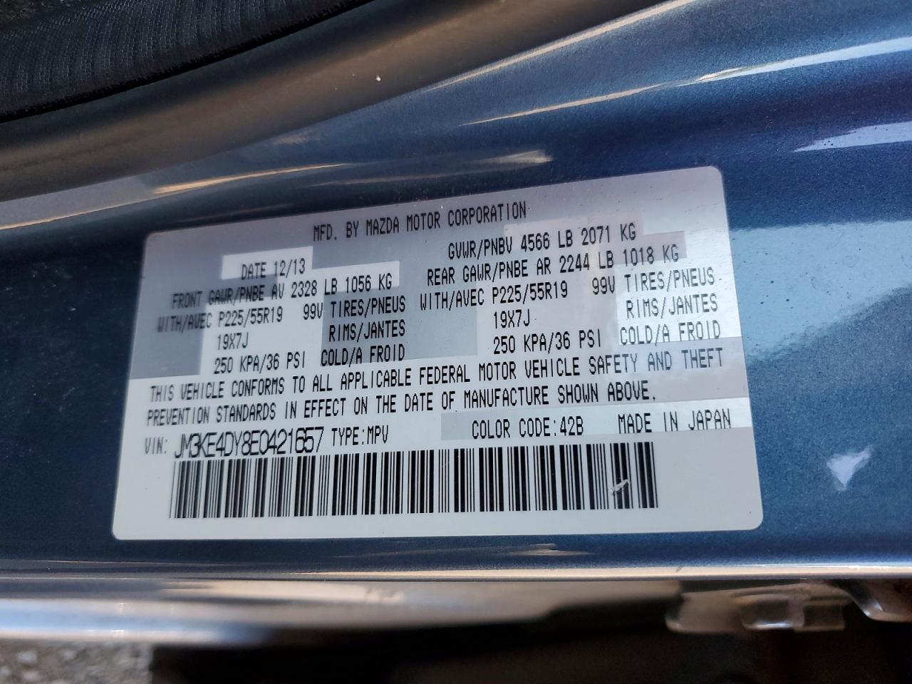 2014 Mazda Cx-5 Gt Blue vin: JM3KE4DY8E0421657