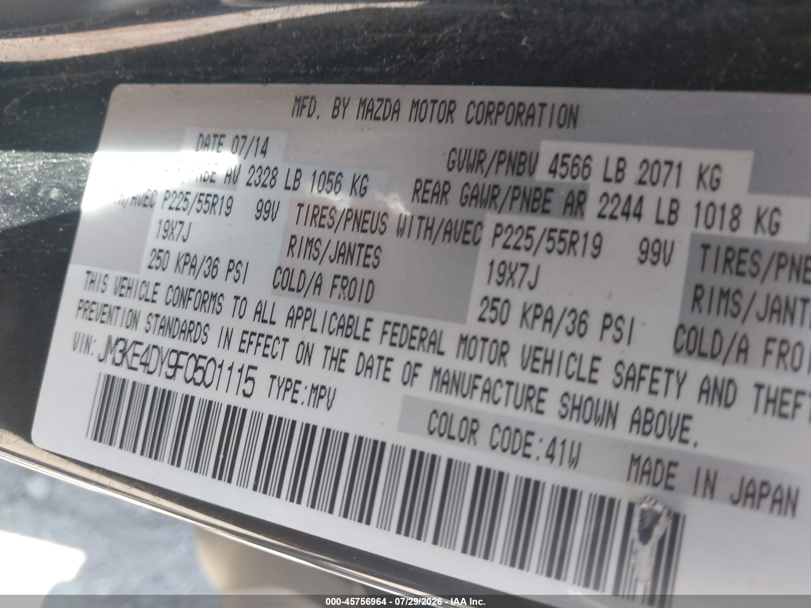 2015 Mazda Cx-5 Grand Touring Black vin: JM3KE4DY9F0501115