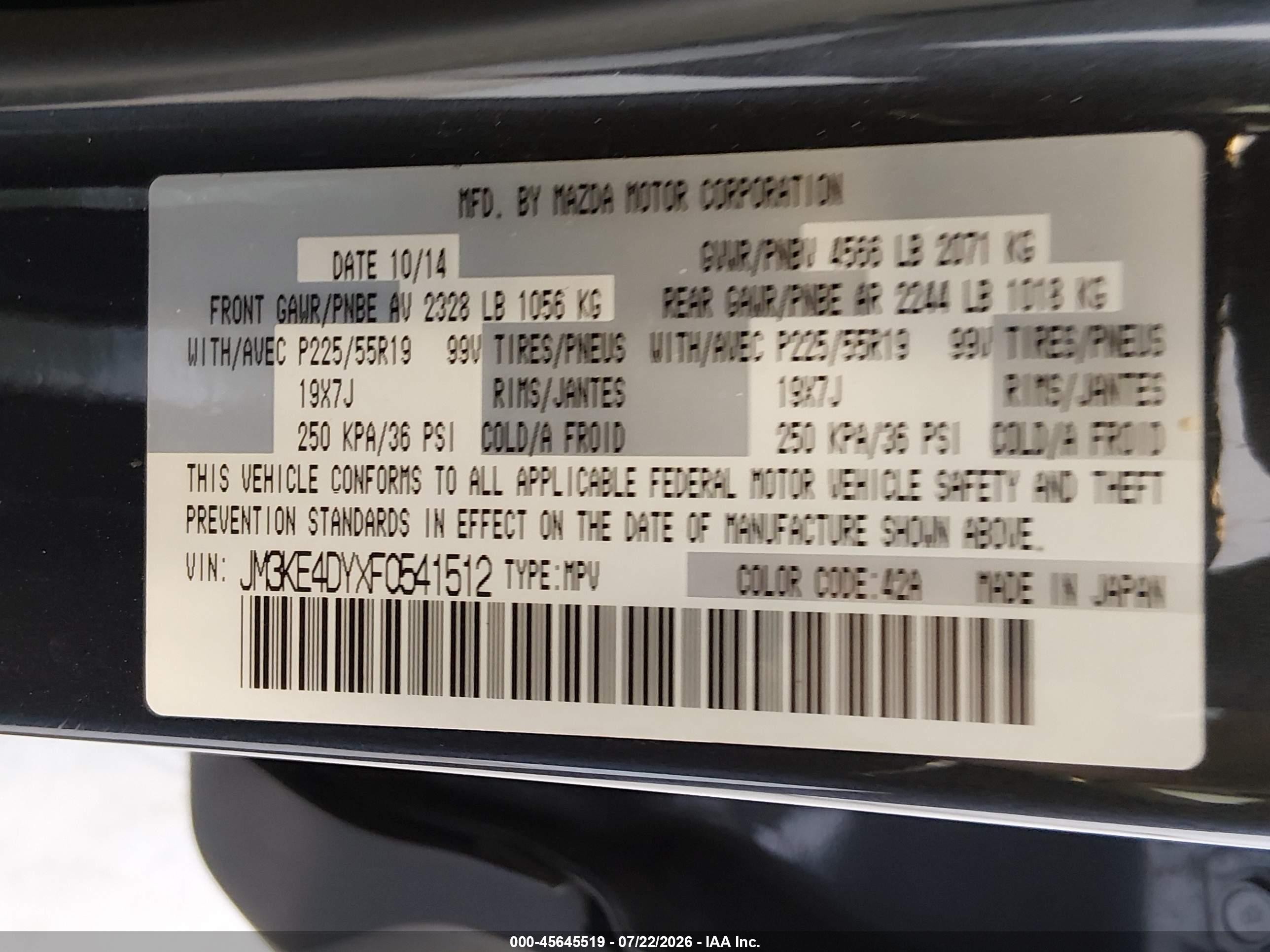 2015 Mazda Cx-5 Grand Touring Blue vin: JM3KE4DYXF0541512