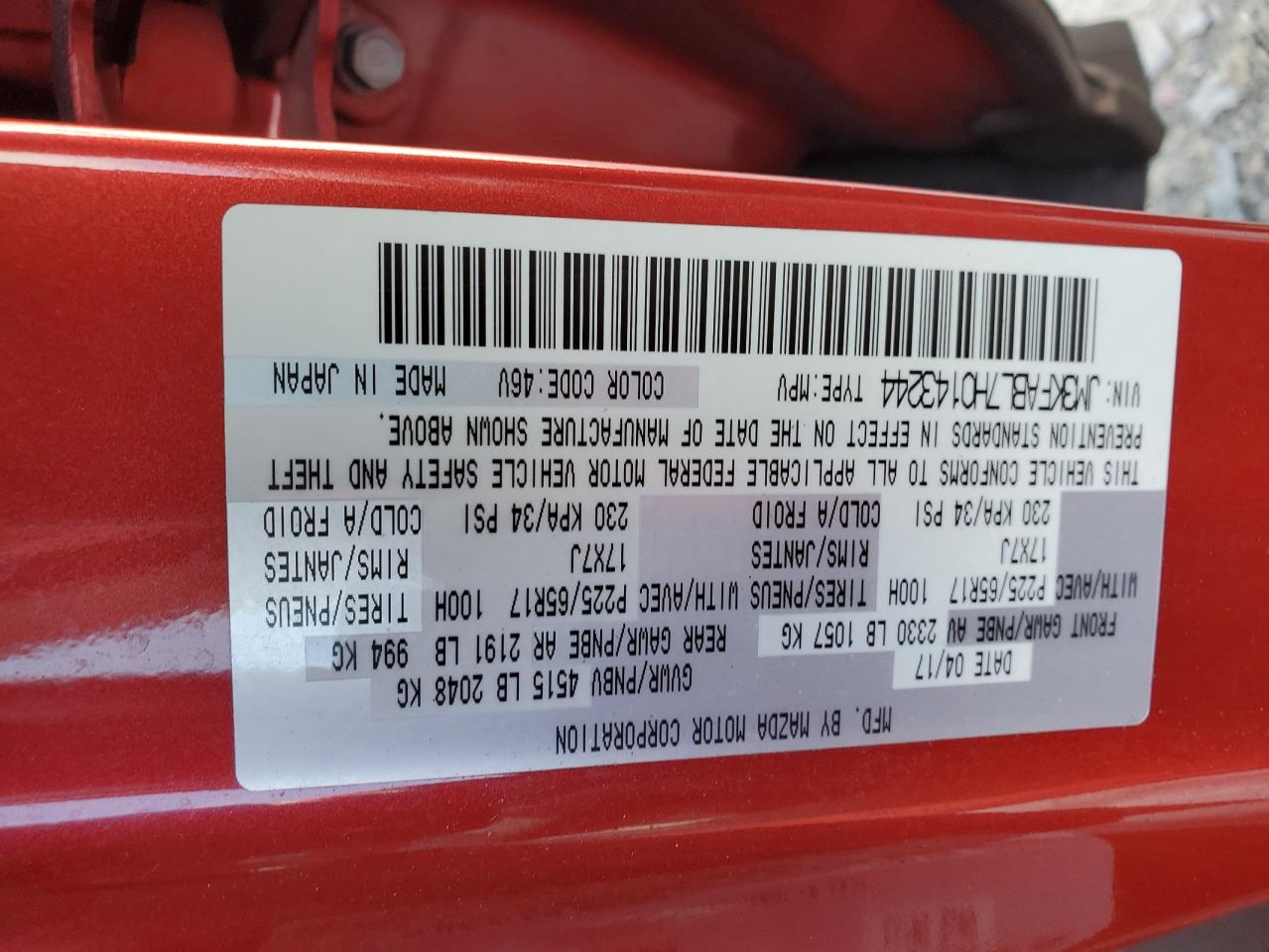 2017 Mazda Cx-5 Sport Red vin: JM3KFABL7H0143244