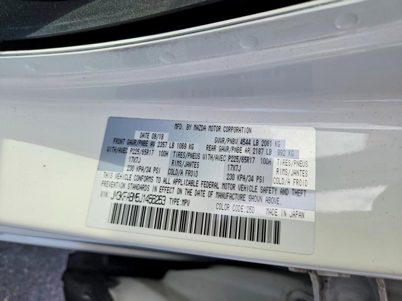 2018 Mazda Cx-5 Sport White vin: JM3KFABM5J1456253