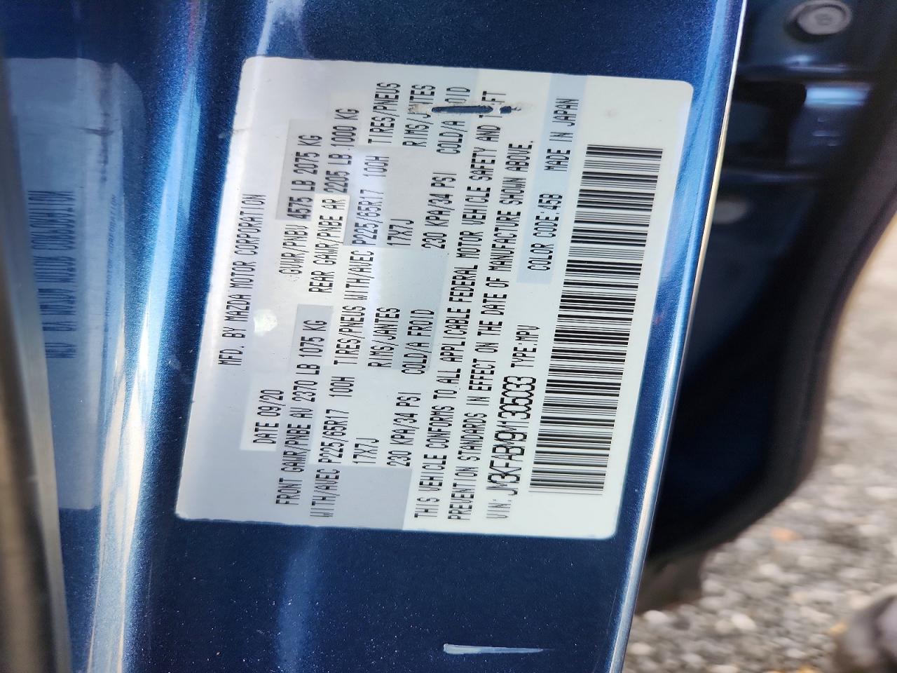 2021 Mazda Cx-5 Sport Blue vin: JM3KFABM9M1305033