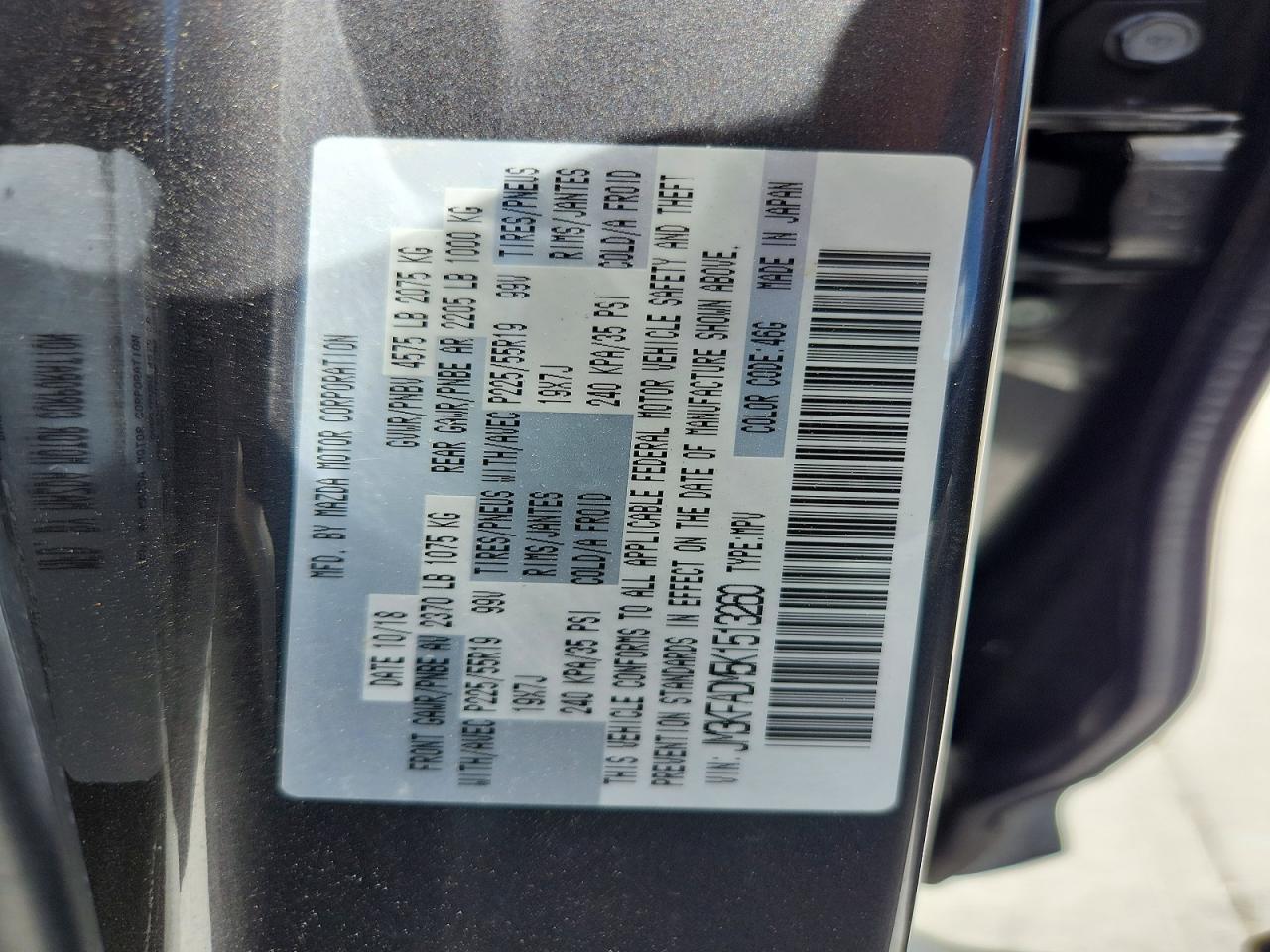 2019 Mazda Cx-5 Grand Touring Gray vin: JM3KFADM5K1513260