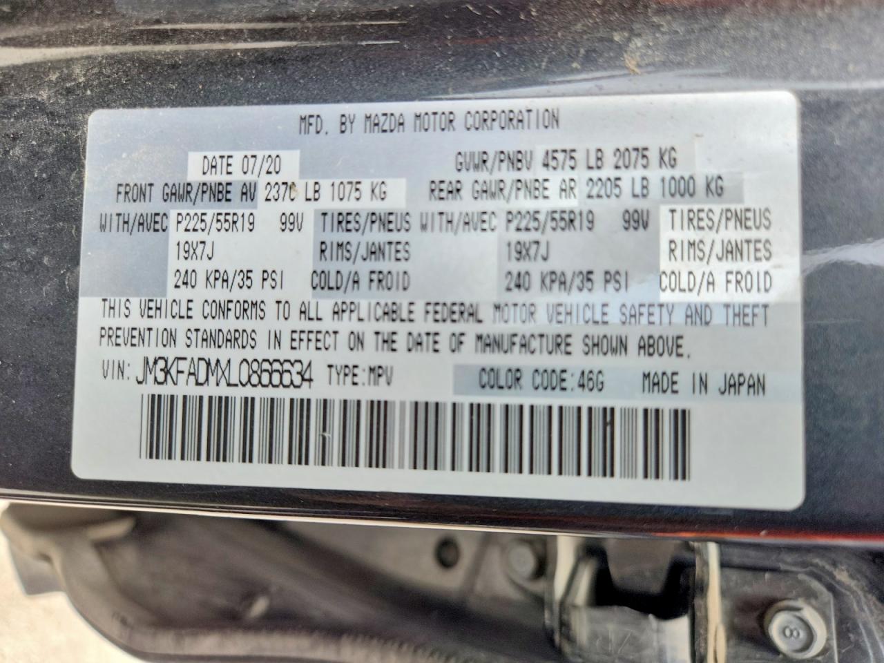 2020 Mazda Cx-5 Grand Touring Gray vin: JM3KFADMXL0866634